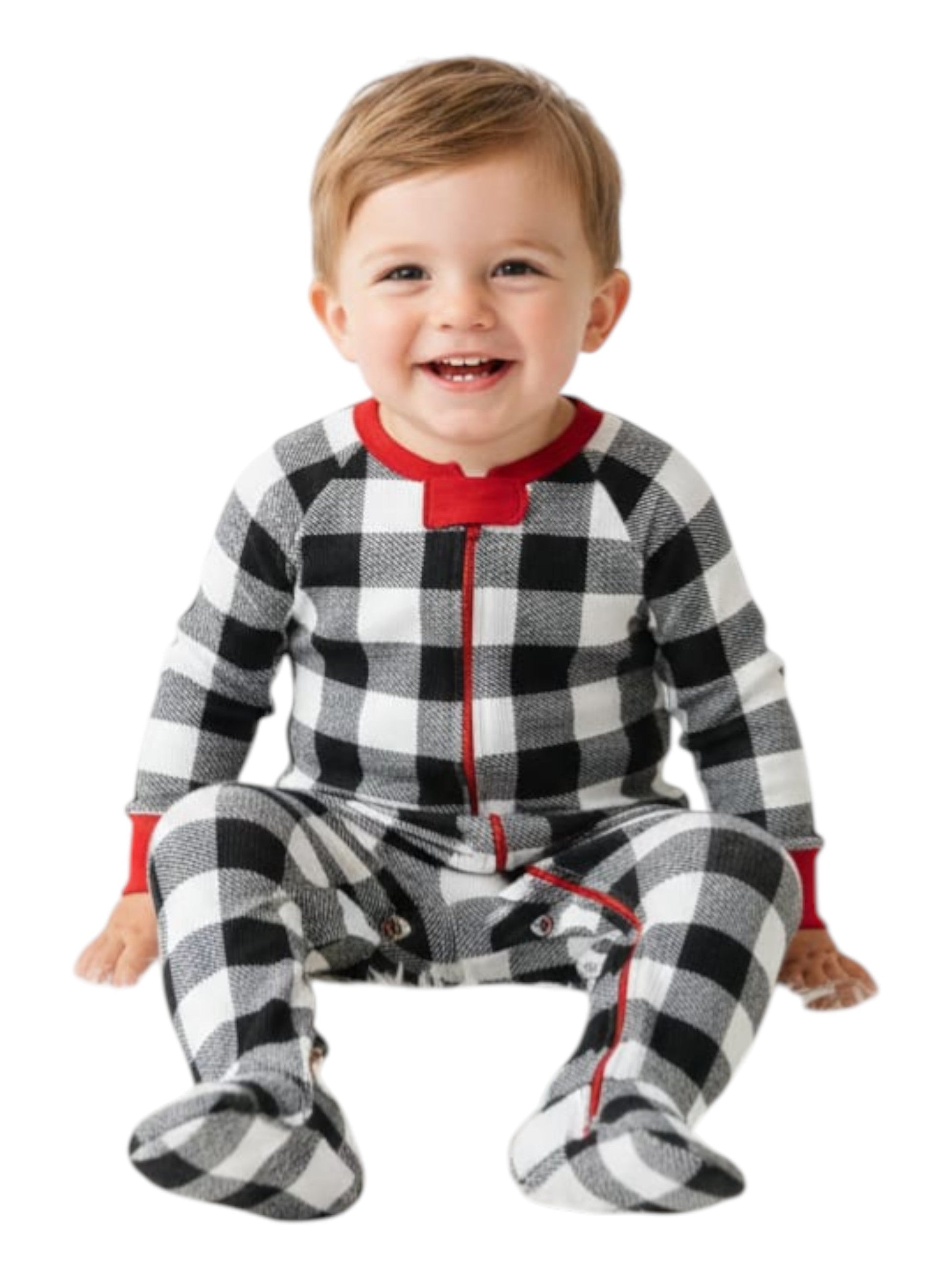 Kids Boy's Plaid Jumpsuit,Black/White