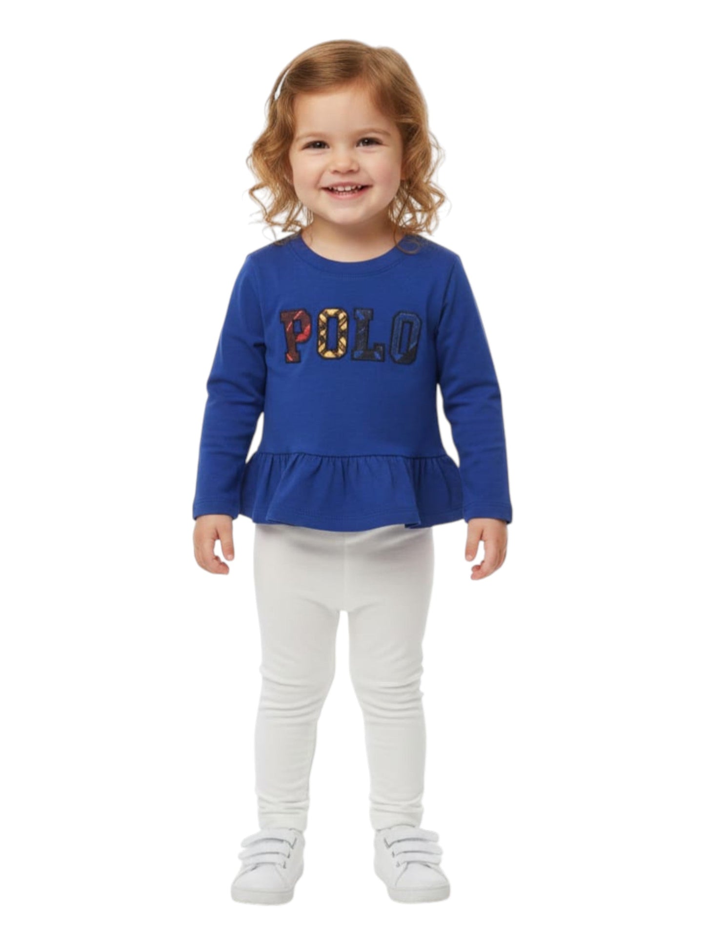 Kids Girl's Brand Logo Printed Top,Blue