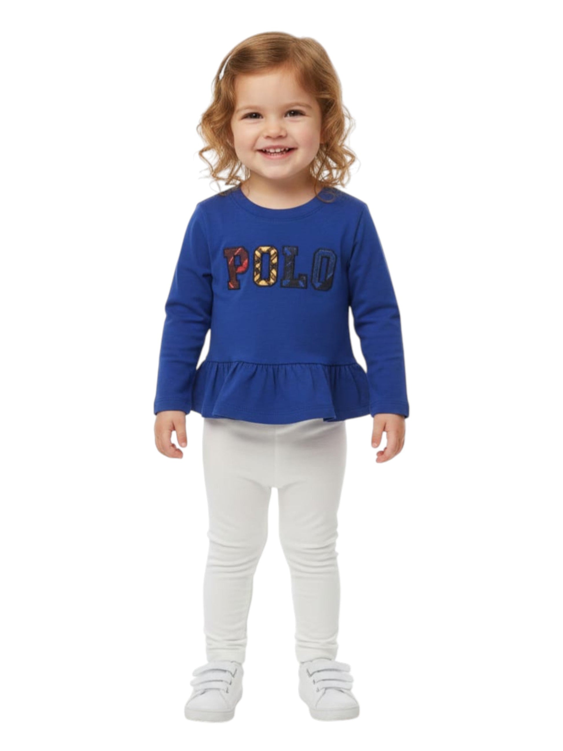 Kids Girl's Brand Logo Printed Top,Blue