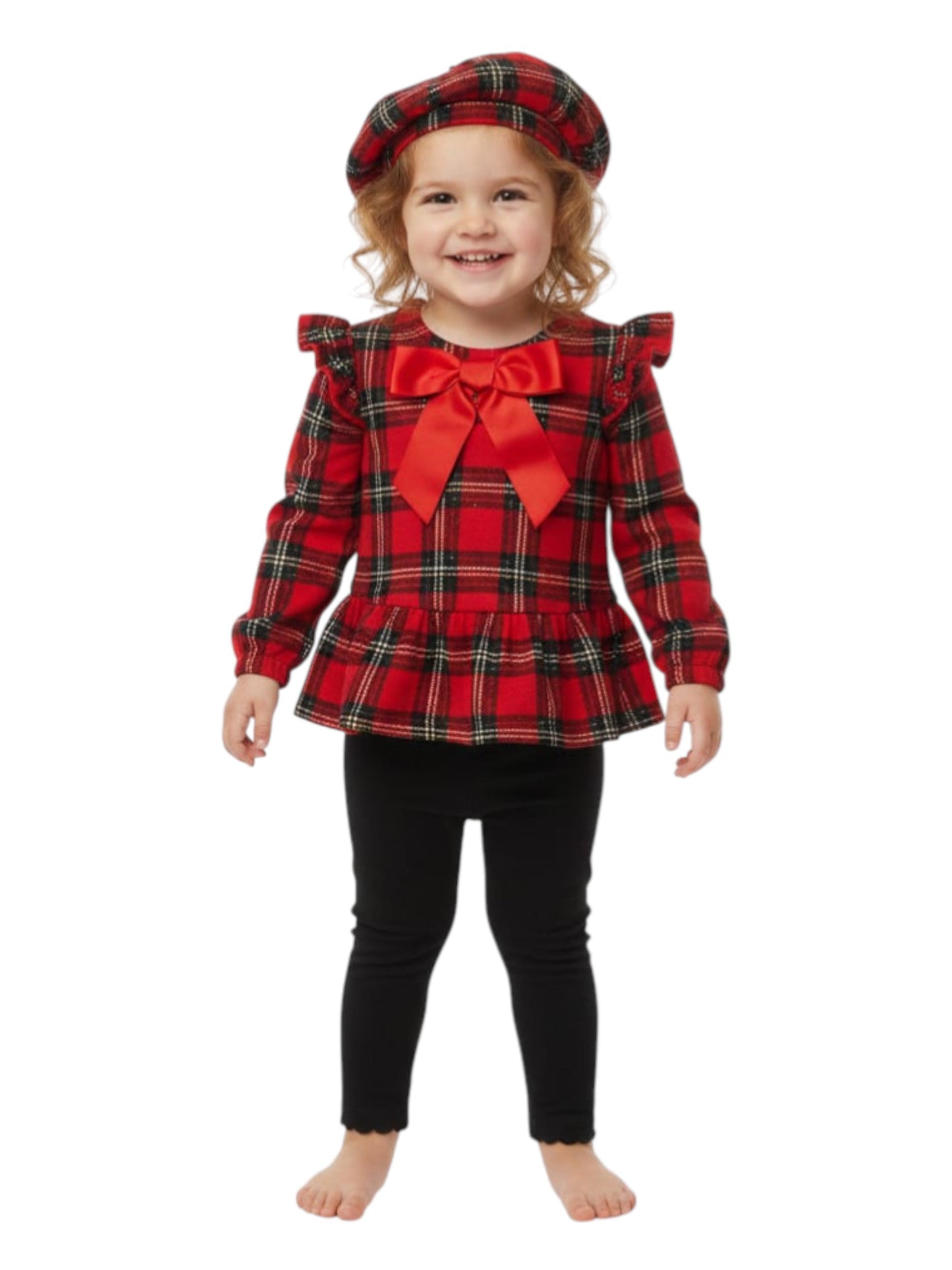Kids Girl's Plaid Set Top & Pant,Red