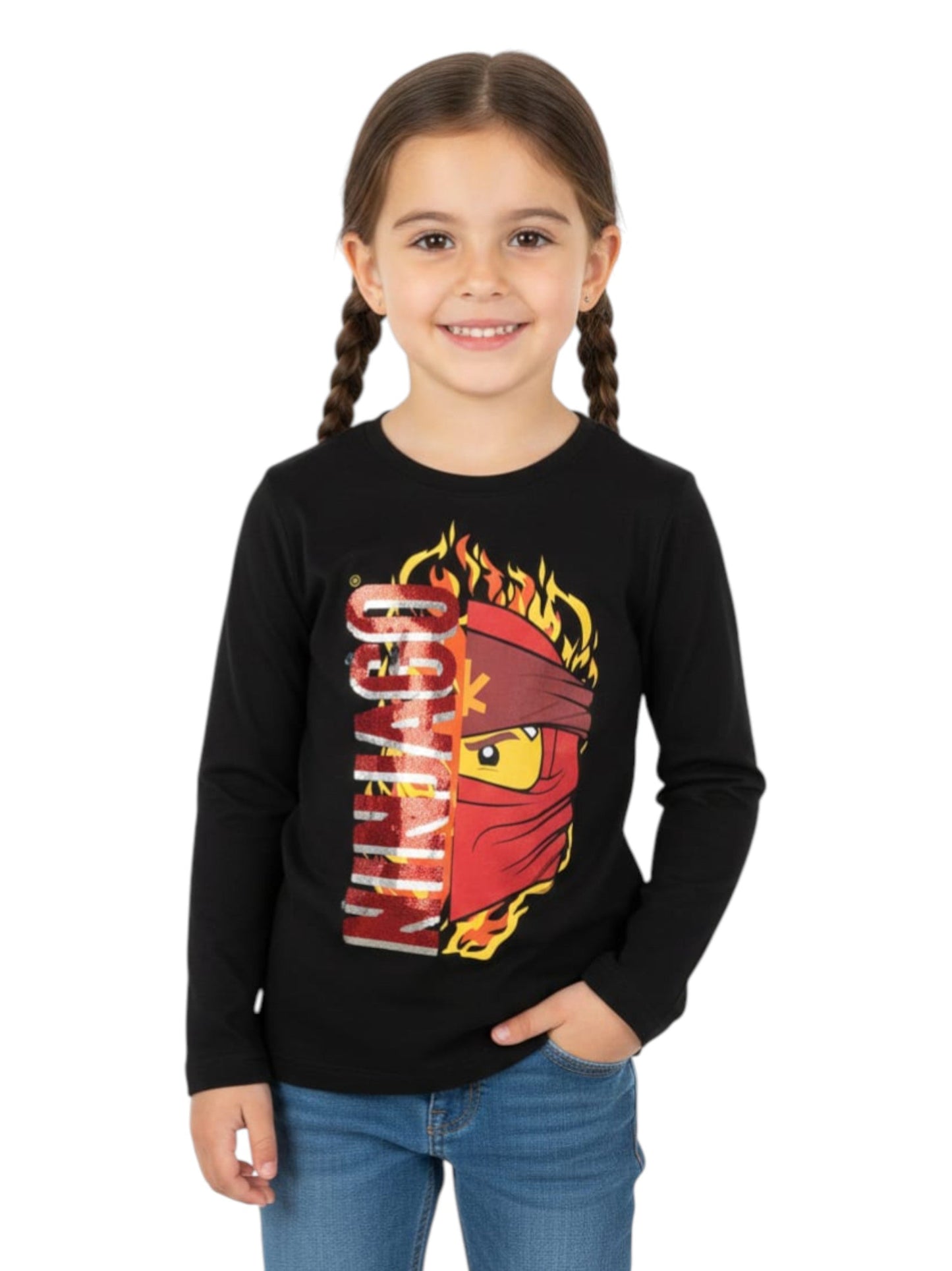 Kids Girl's Graphic Printed Top,Black