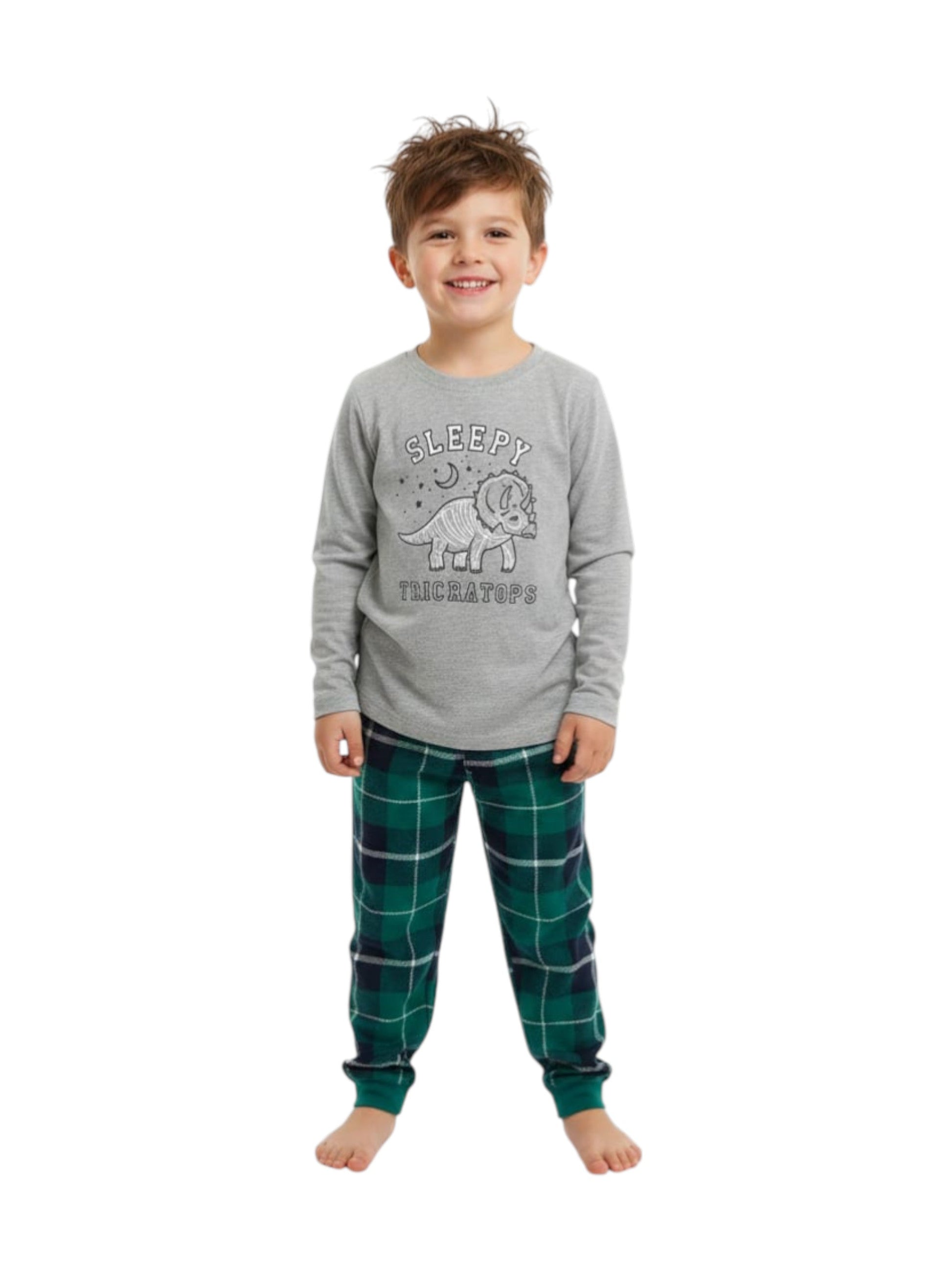 Kids Boy's Printed Pajama Set,Grey