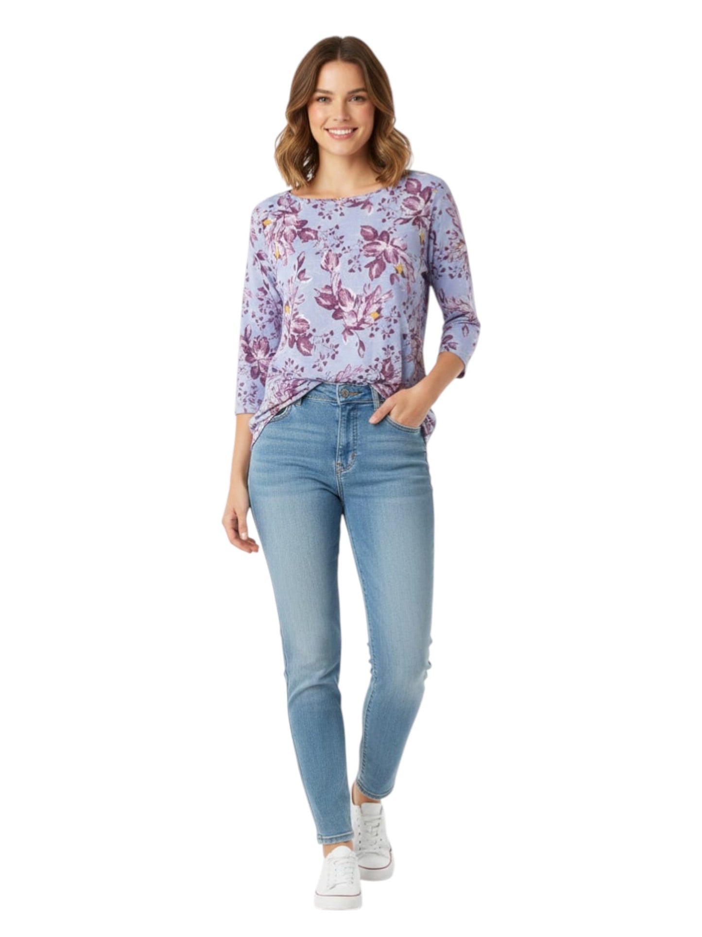Women's Flora Printed Top,Purple