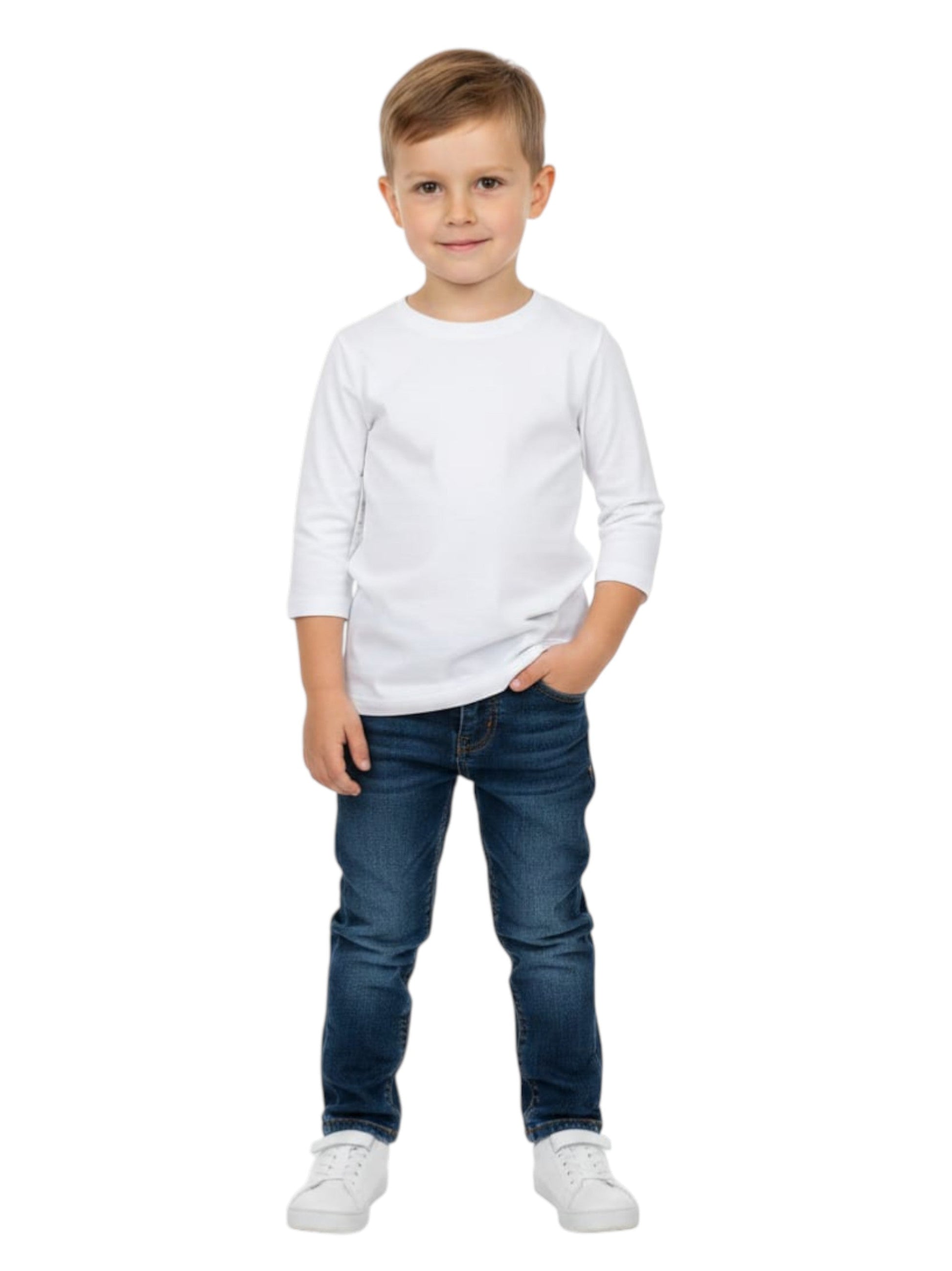 Kids Boy's Plain Solid Top,White