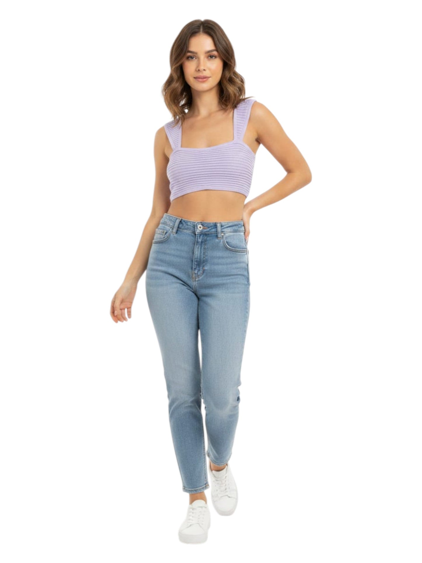 Women's Ribbed Crop Top,Purple