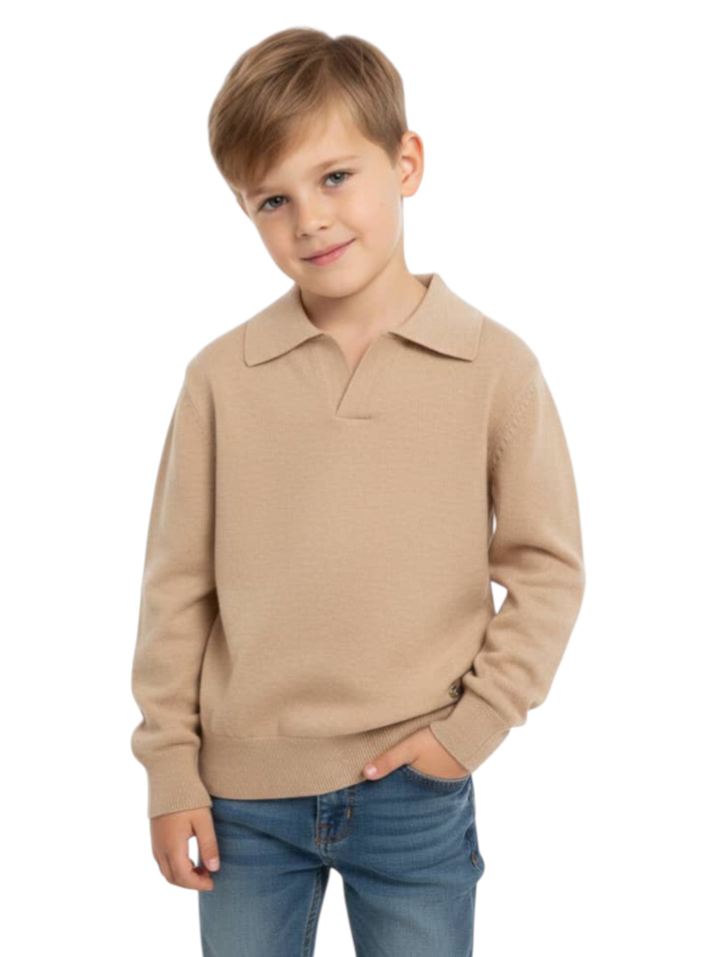Kids Boy's Plain Solid Top,Beige