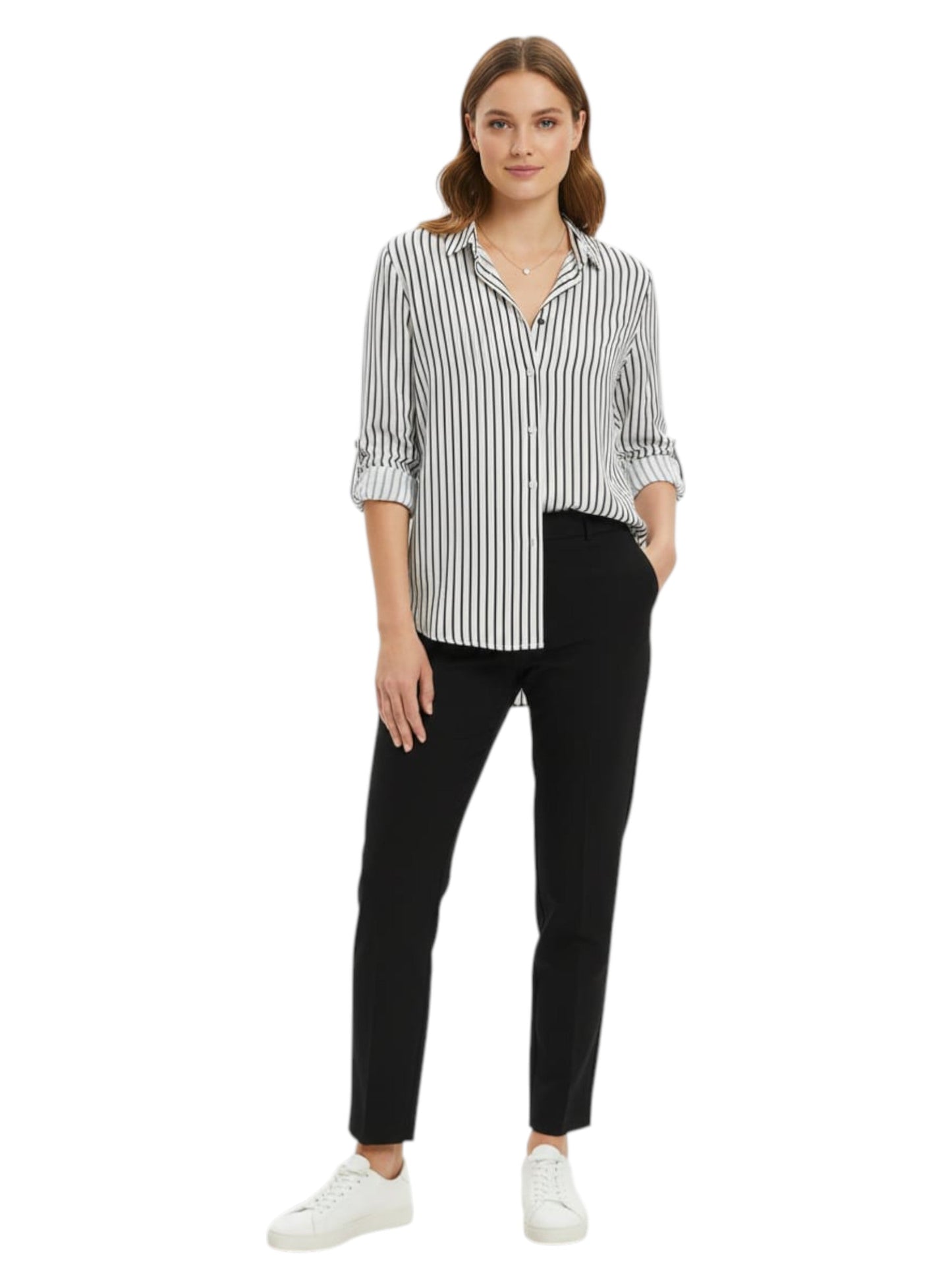 Womens Striped Chemise,White/Black