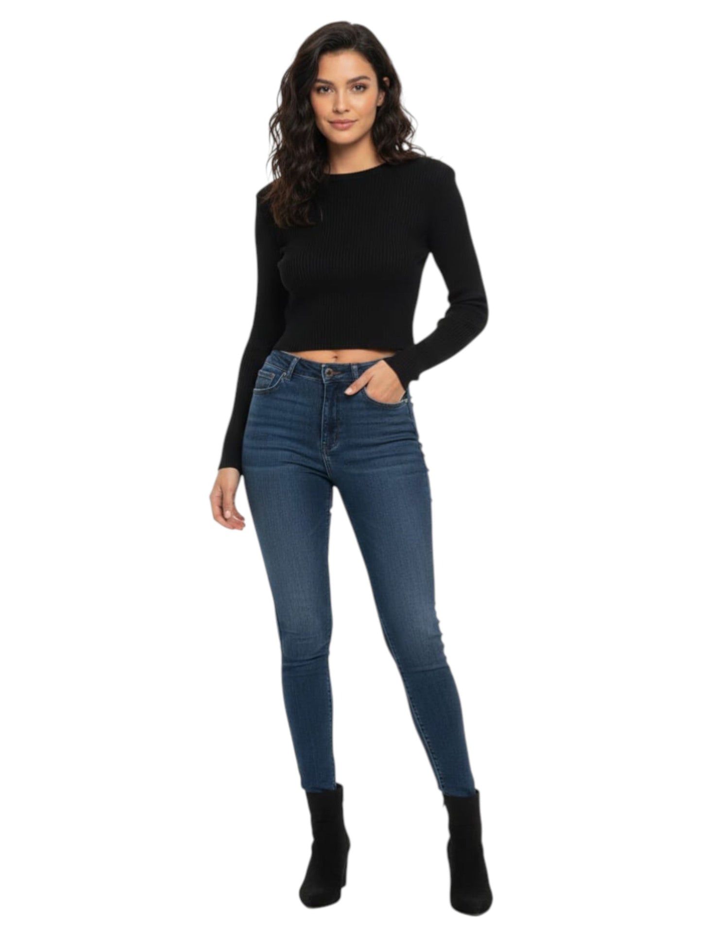 Women's Ribbed Top,Black