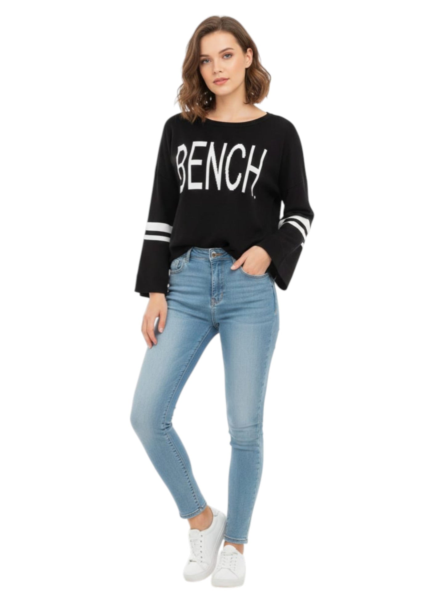 Women's Brand Logo Printed Top,Black