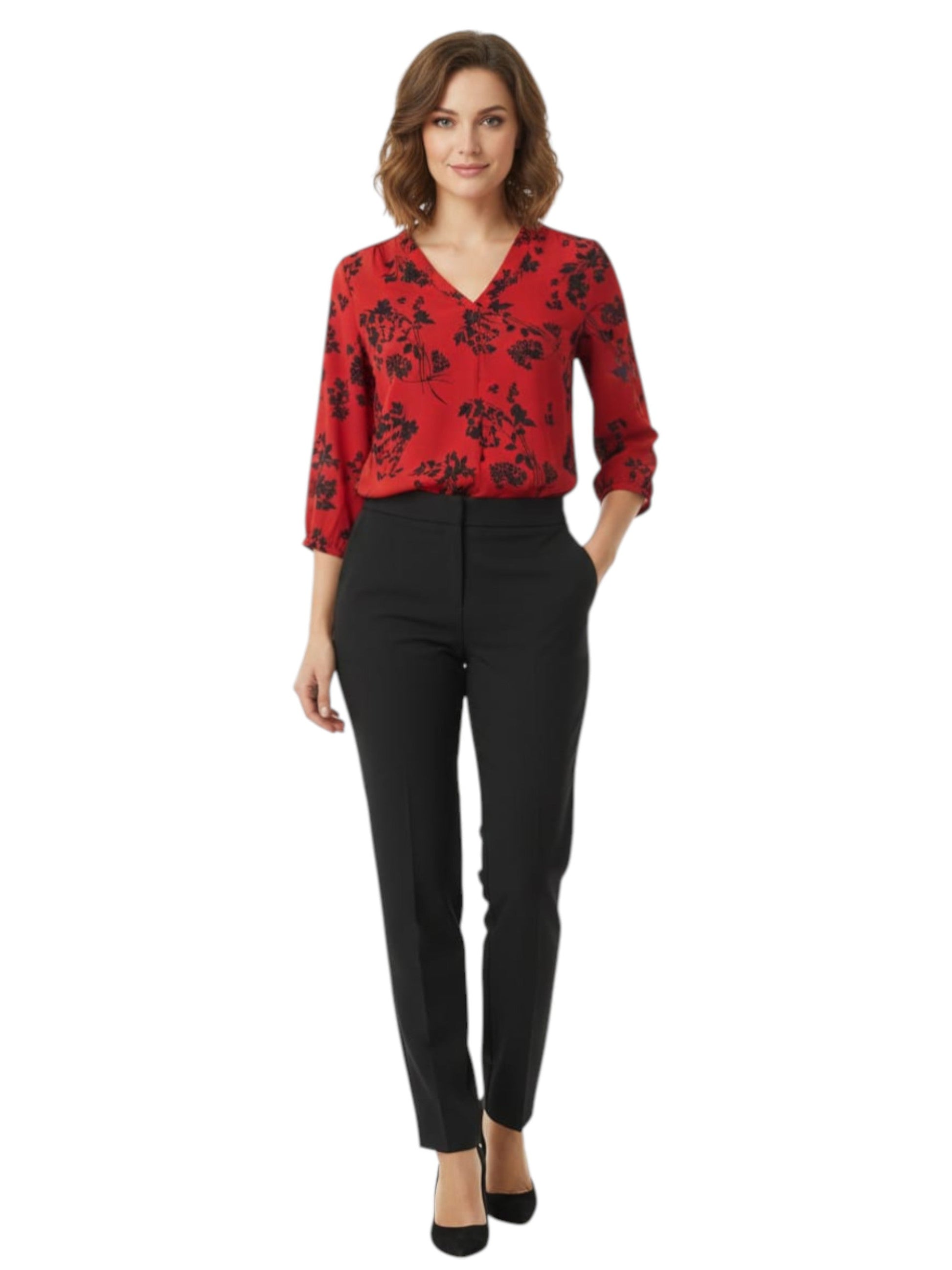 Women's Floral Printed Top,Red