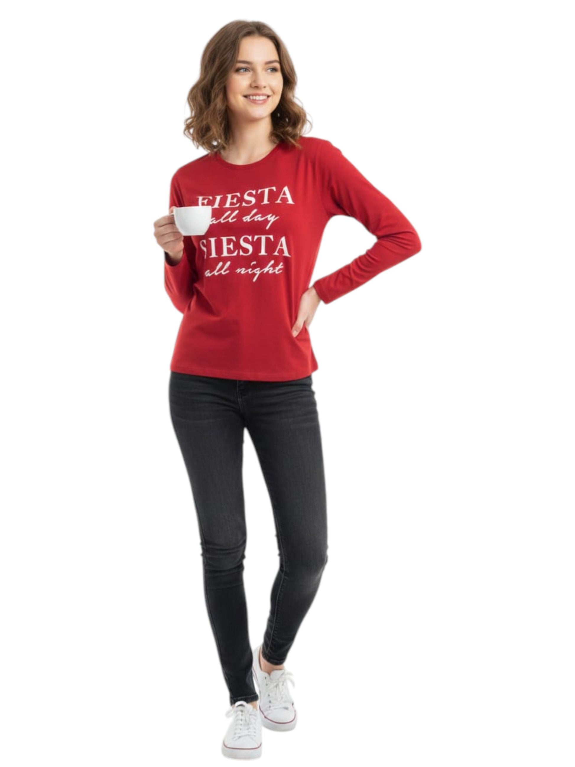 Women's Printed Casual Top,Red