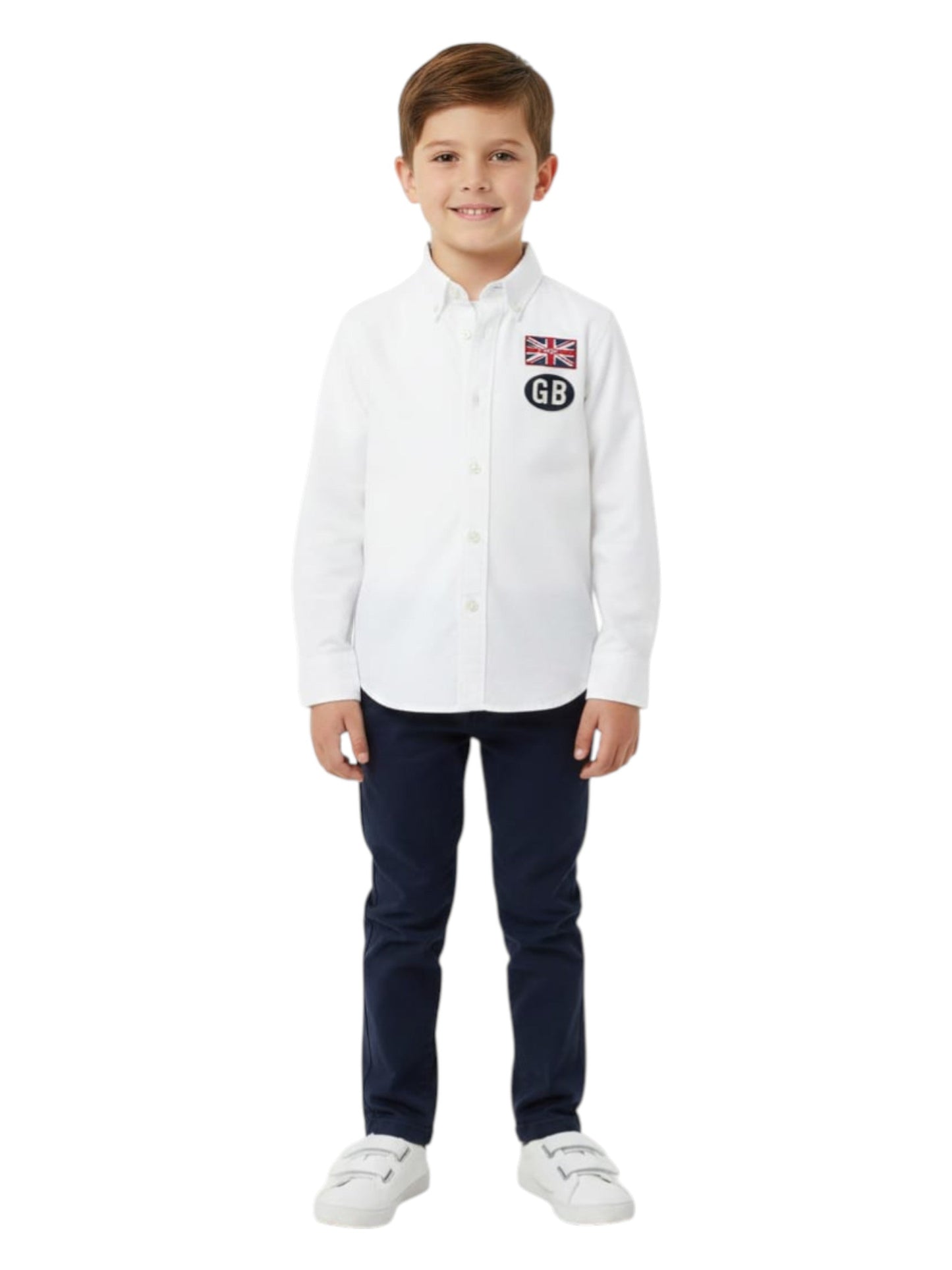 Kids Boy's Brand Logo Printed Chemise,White