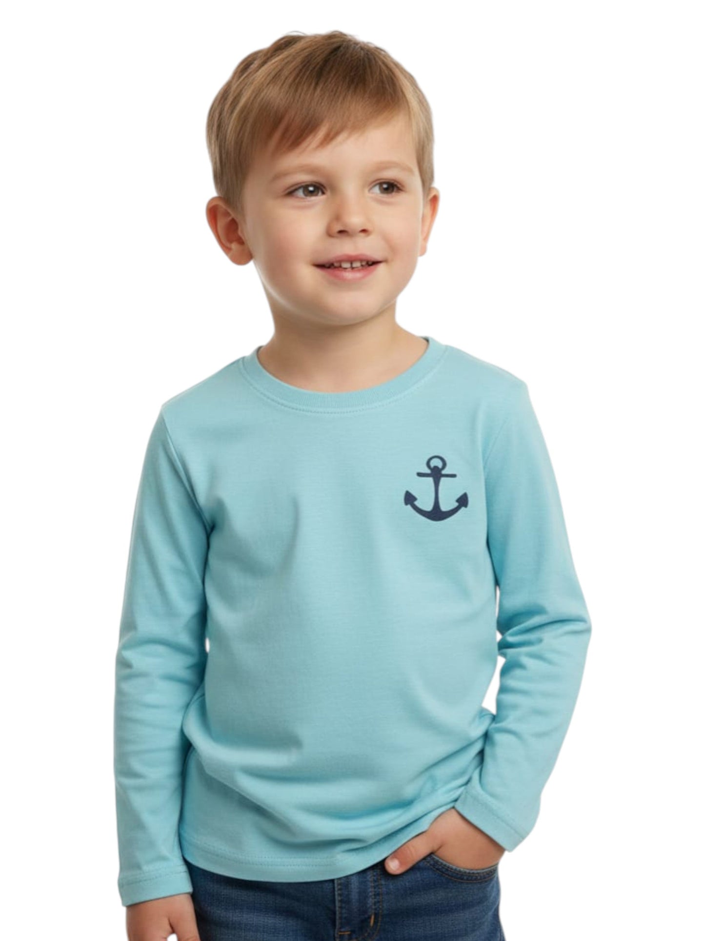 Kids Boy's Plain Solid Top,Light Blue