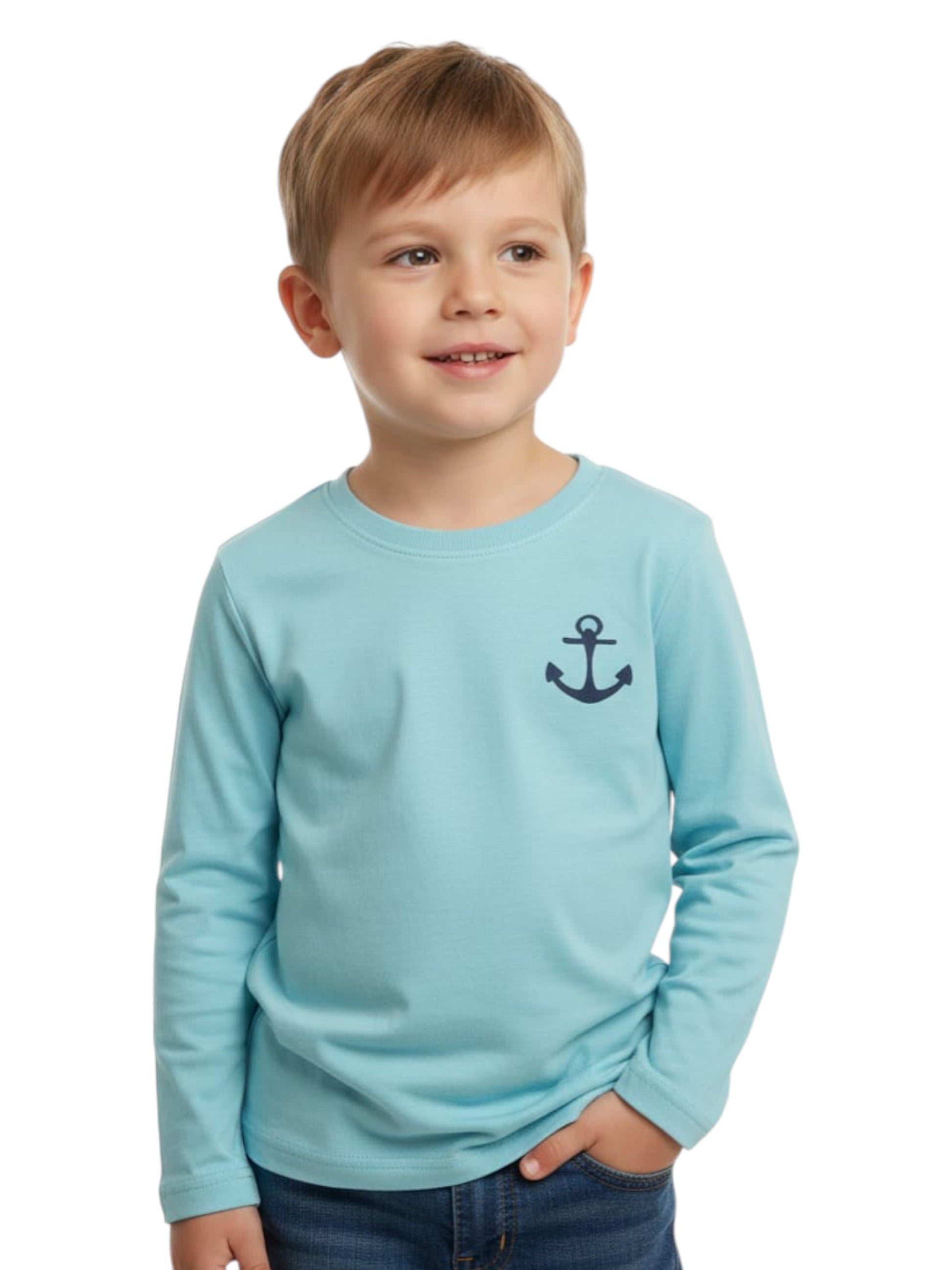 Kids Boy's Plain Solid Top,Light Blue
