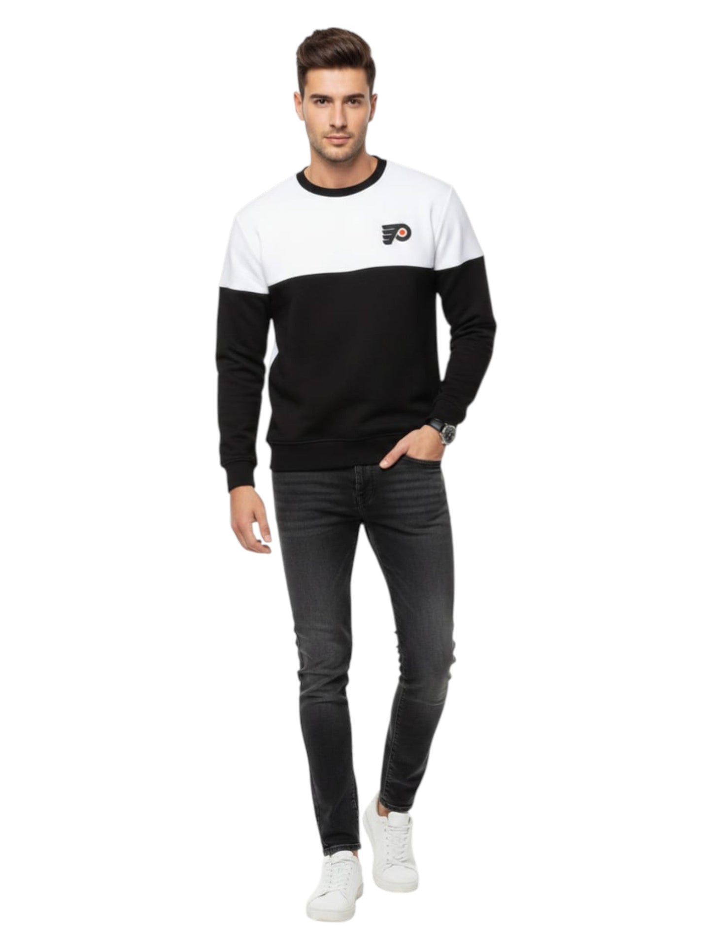 Men's Colorblocked Sweaters,Black/White