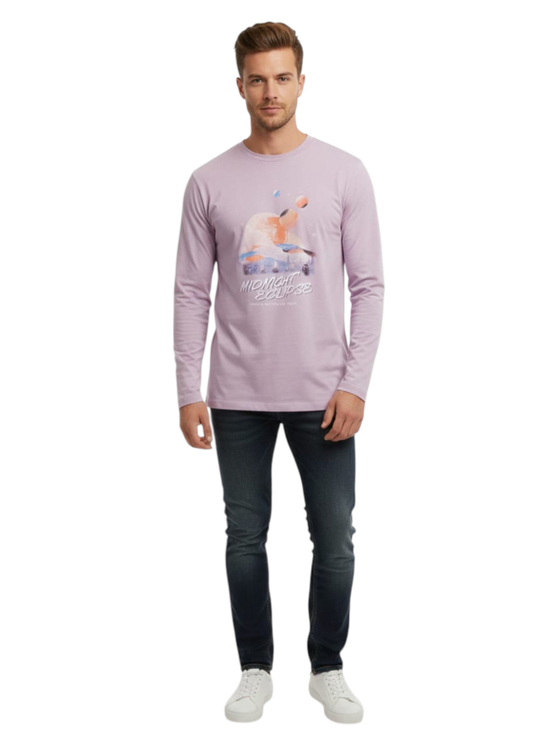 Men's Printed Top,Light Purple