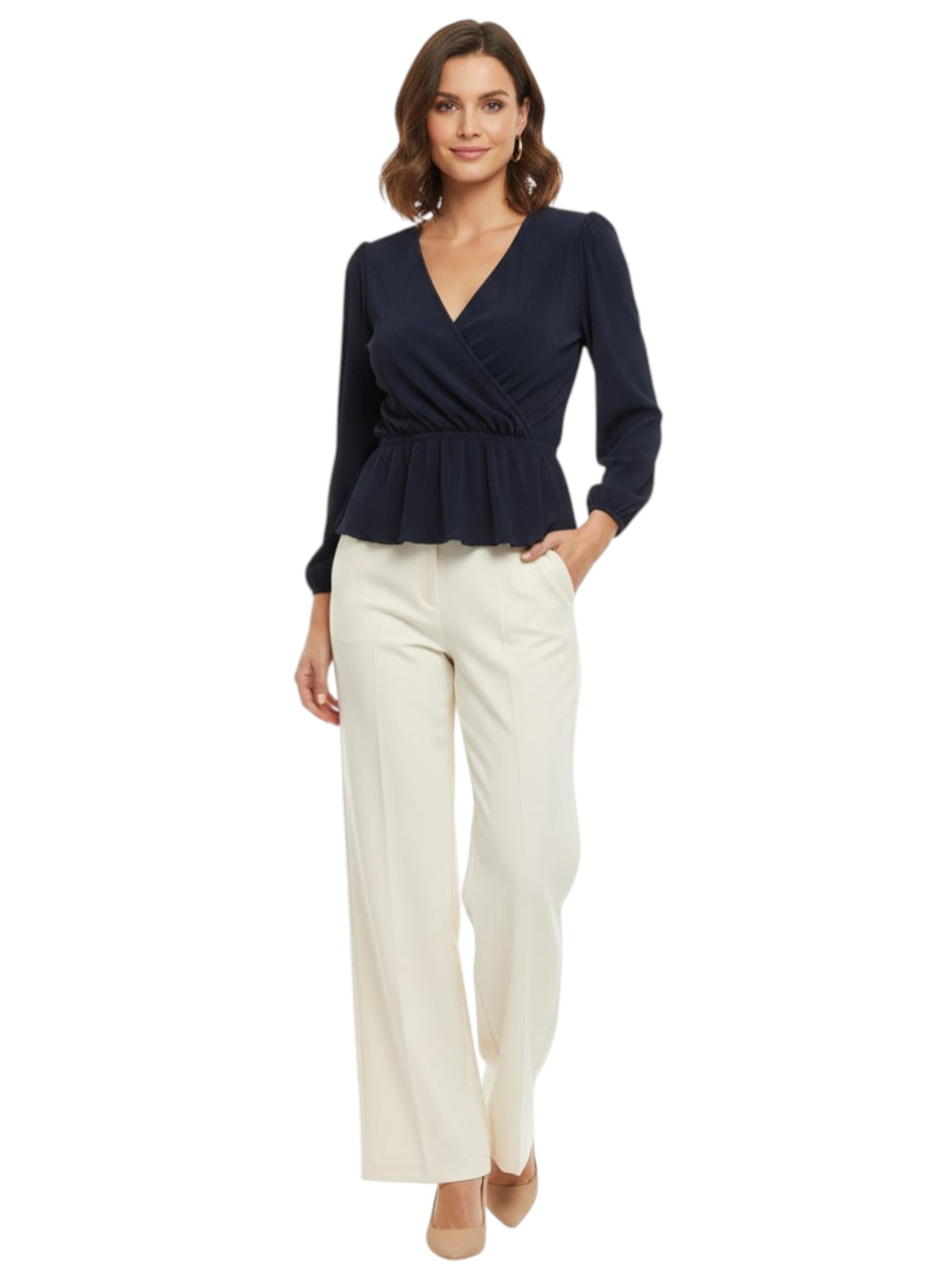 Women's Ribbed Top,Navy