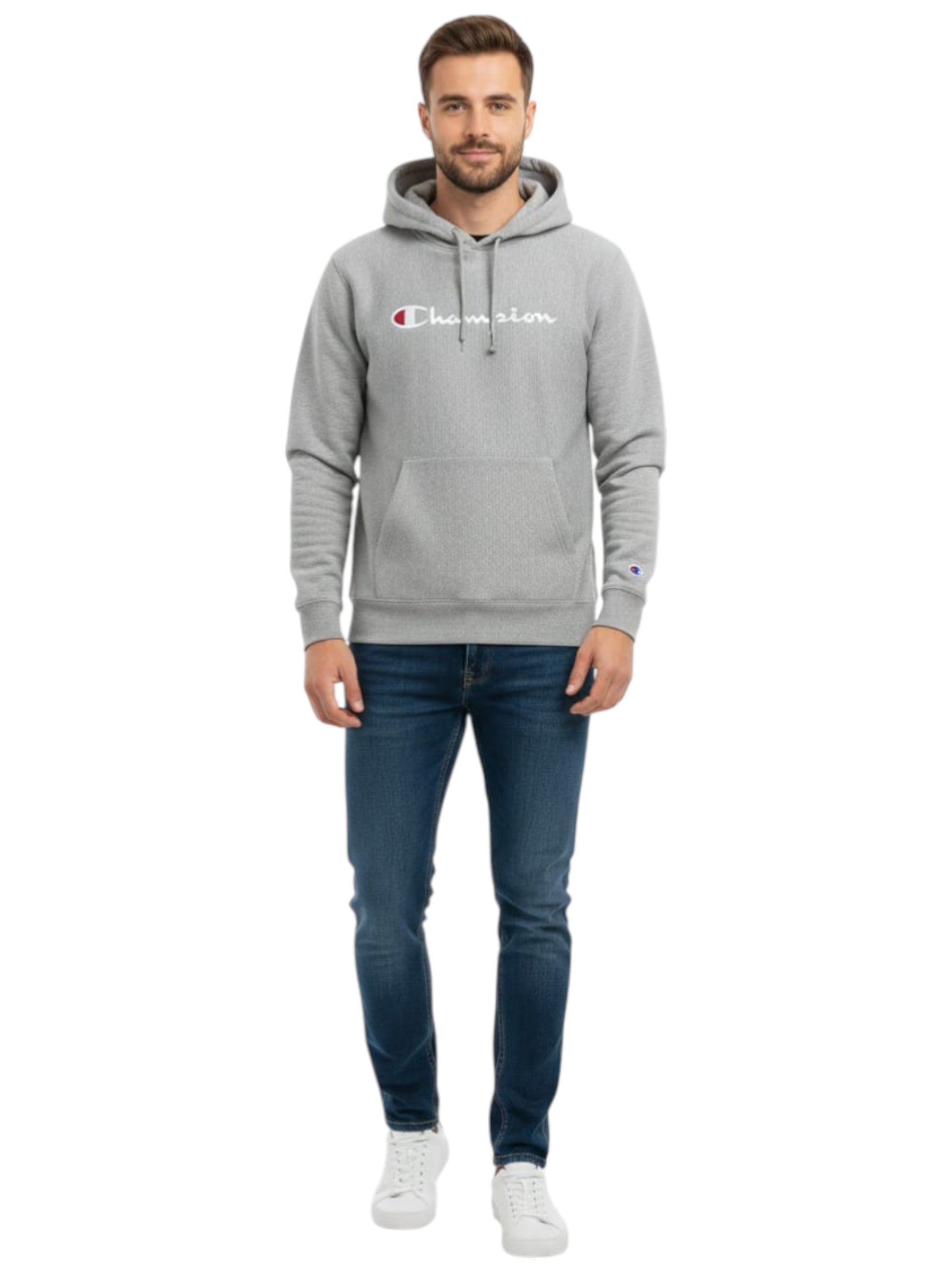 Men's Brand Logo Printed Hoodie,Grey