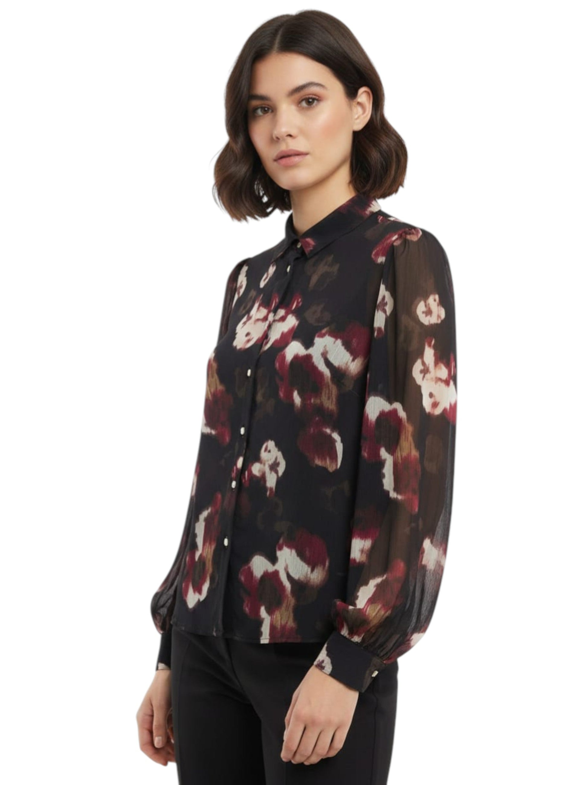 Women's Floral Printed Chemise,Black
