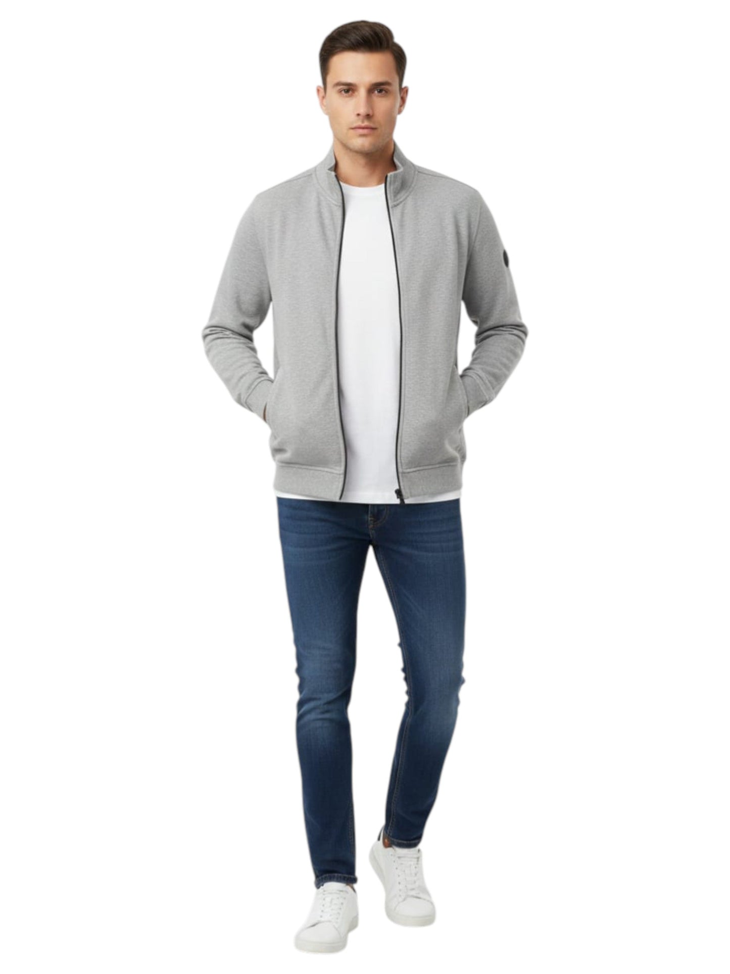 Men's Plain Solid Jacket,Grey