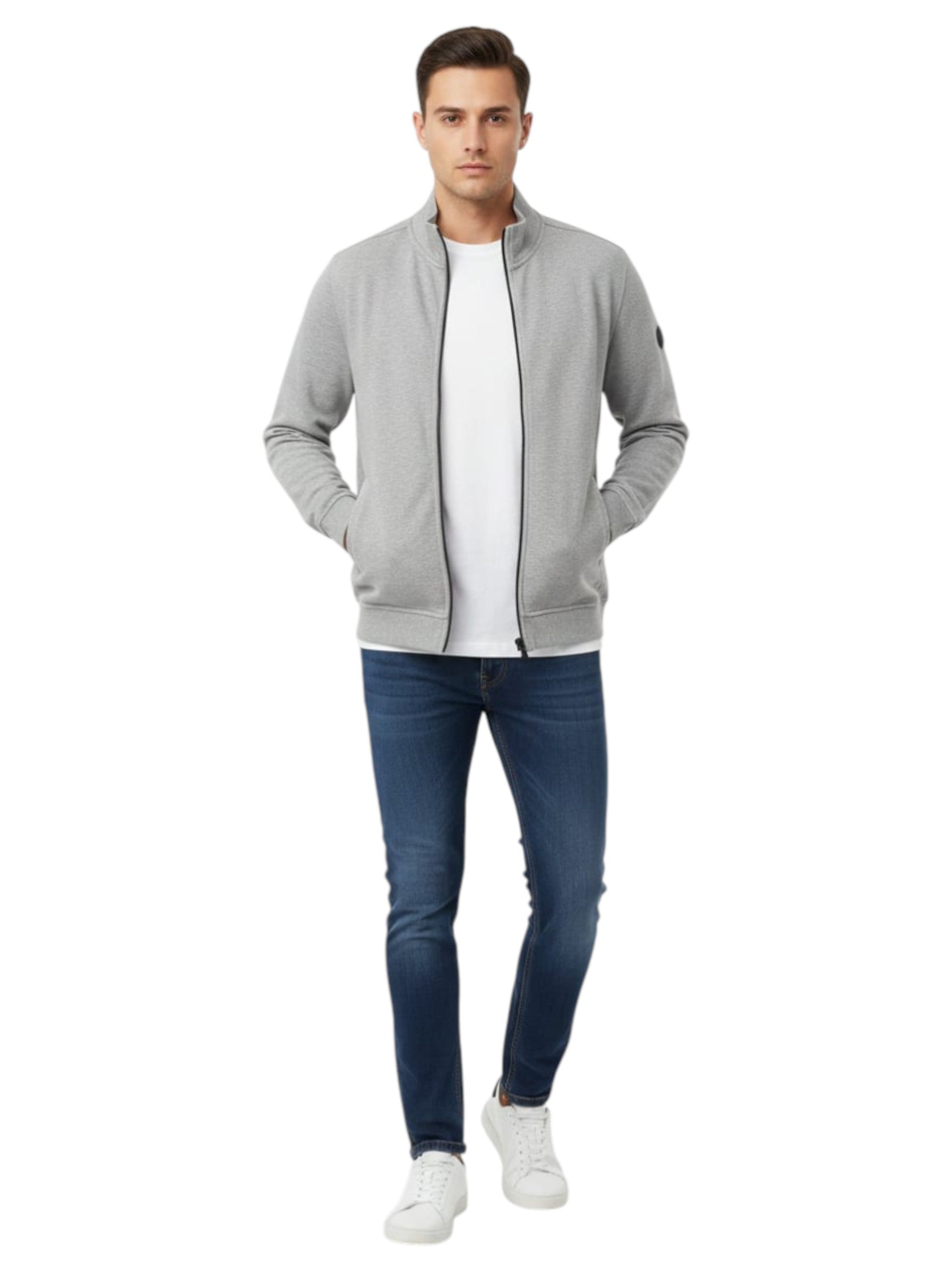 Men's Plain Solid Jacket,Grey