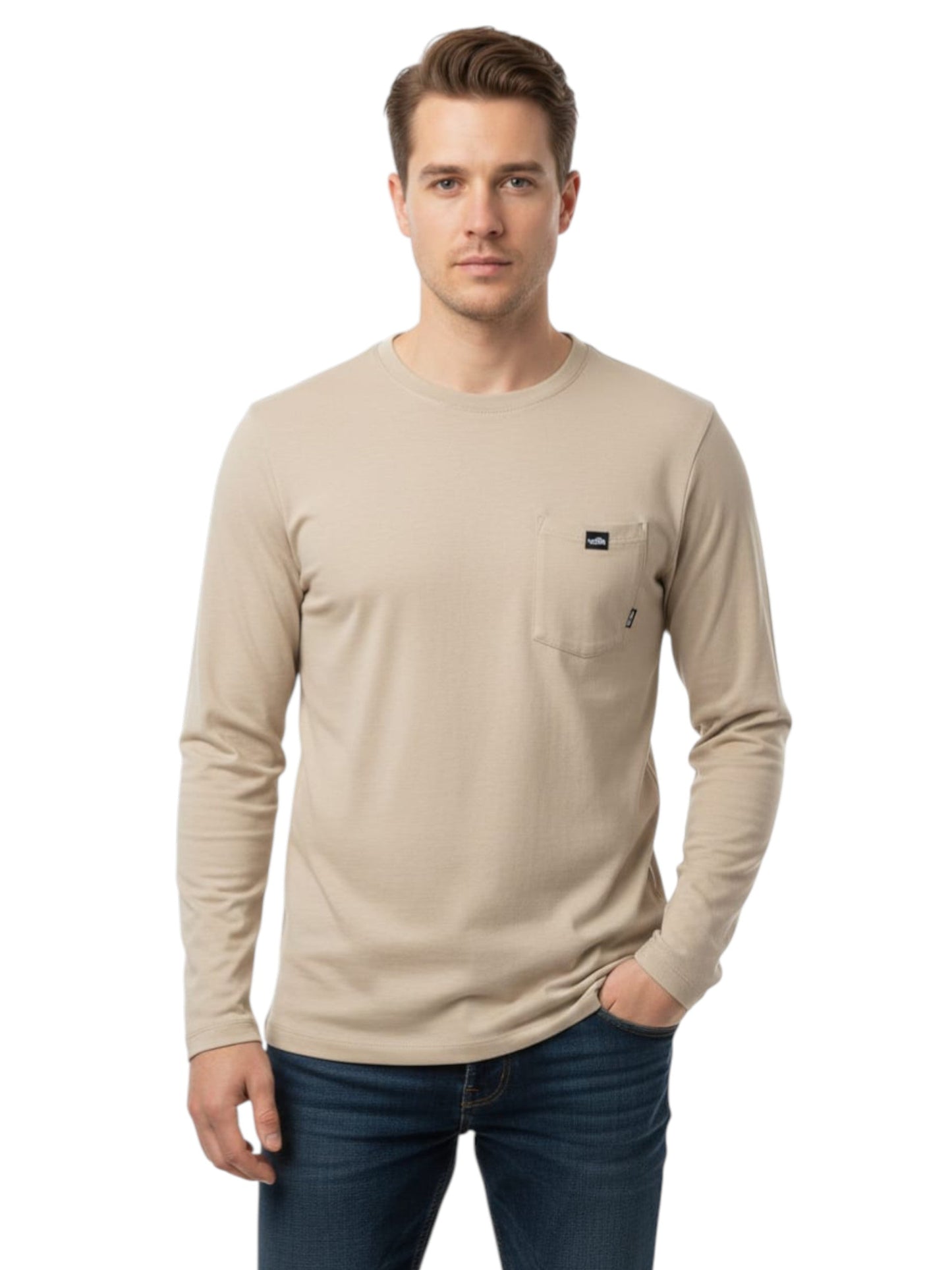 Men's Plain Solid Sweaters,Beige