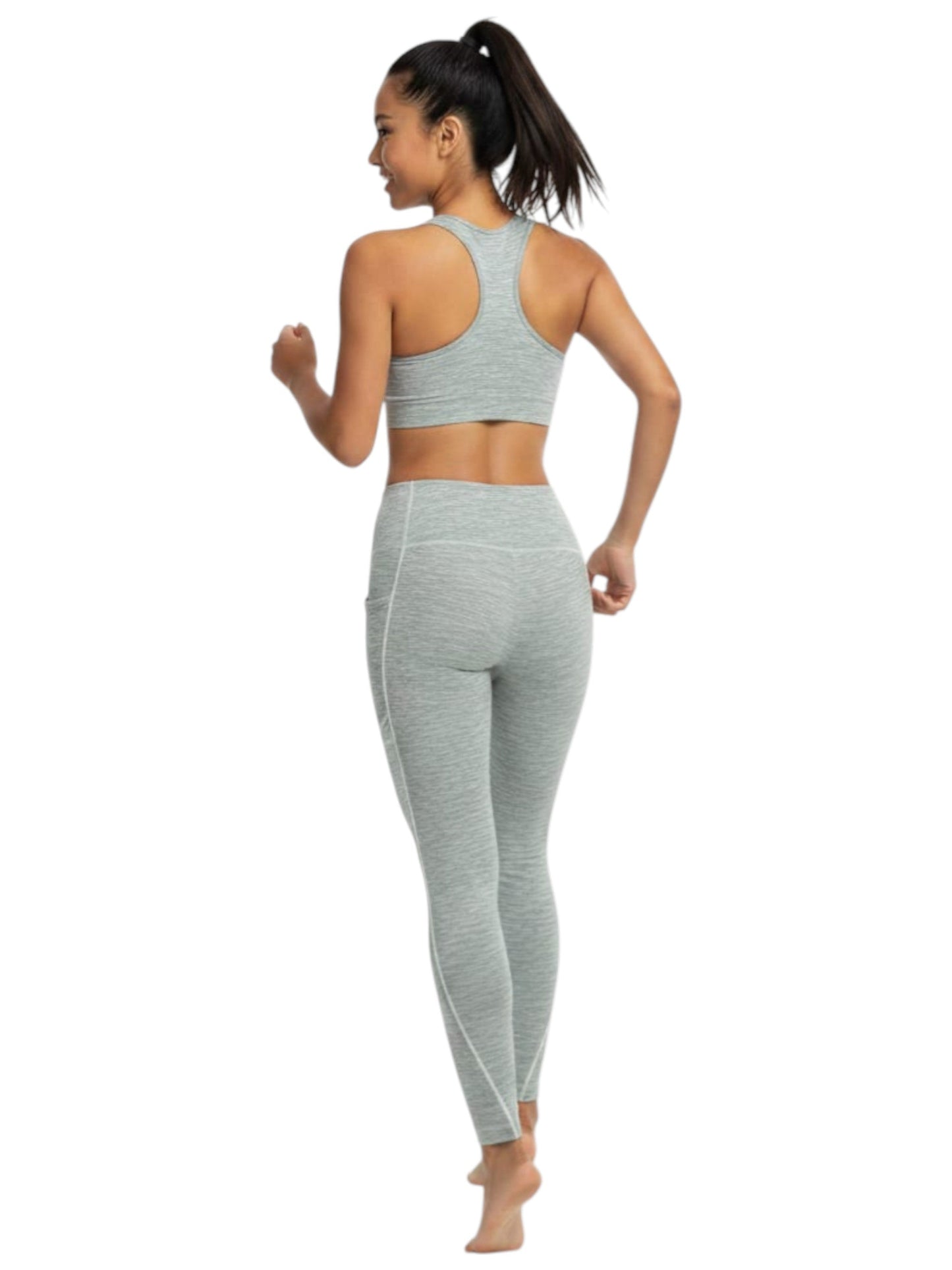 Women's Striped Legging,Light Grey