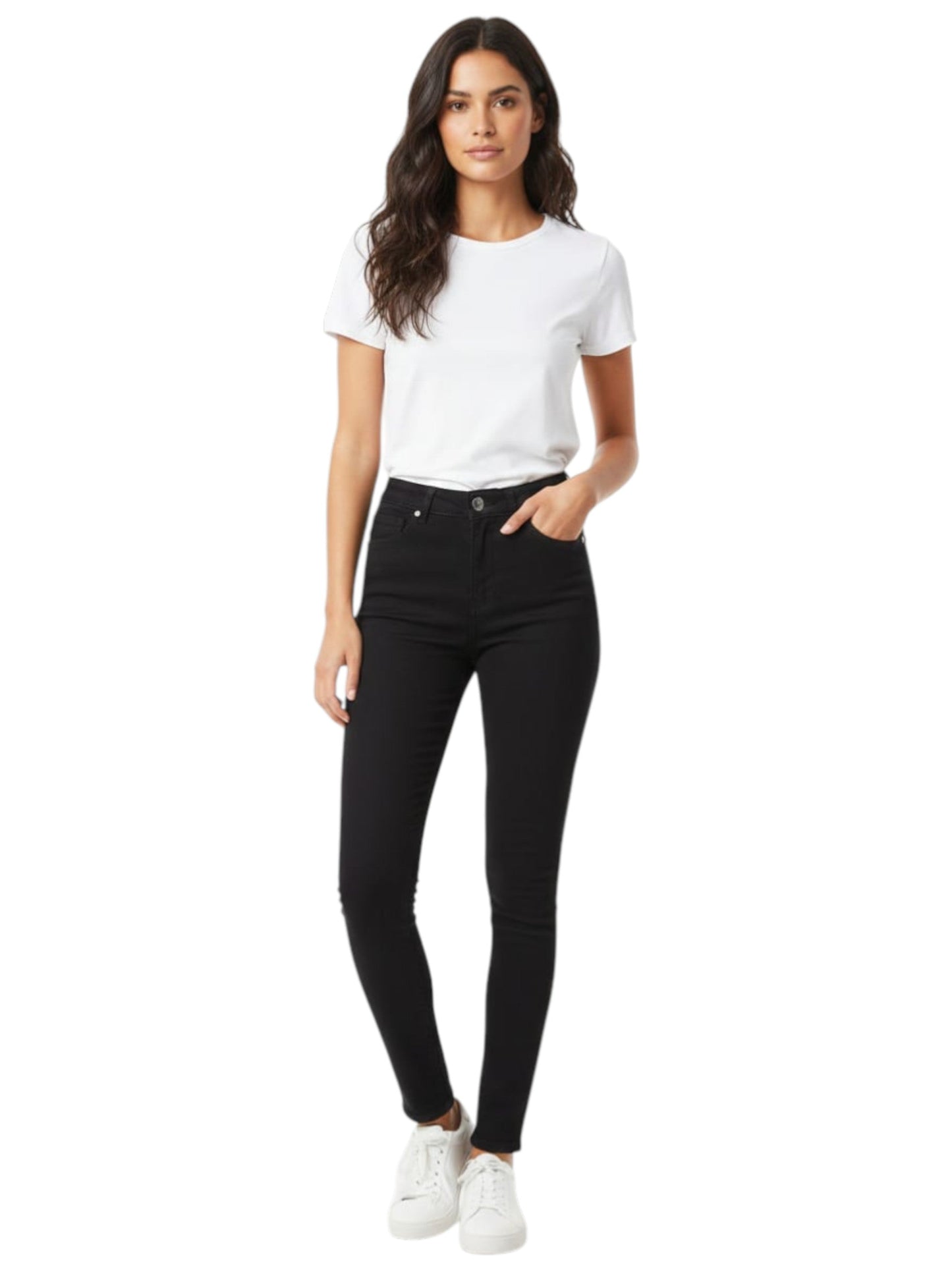 Women's Plain Solid Jeans,Black