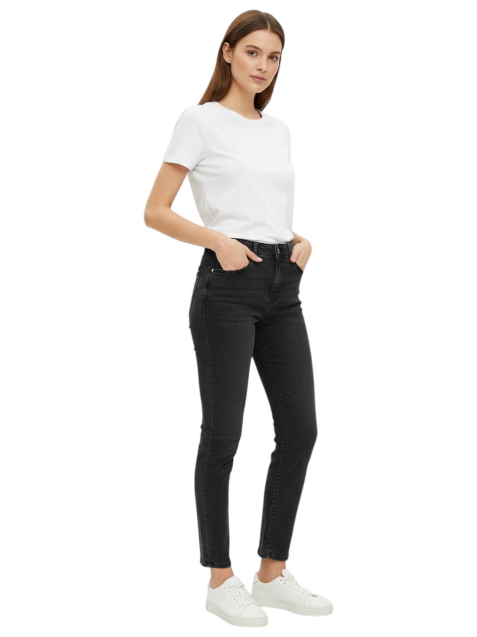Women's Plain Solid Jeans,Black