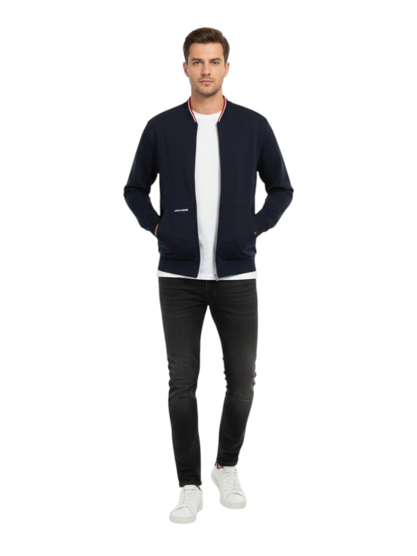 Men's Plain Solid Jacket,Navy
