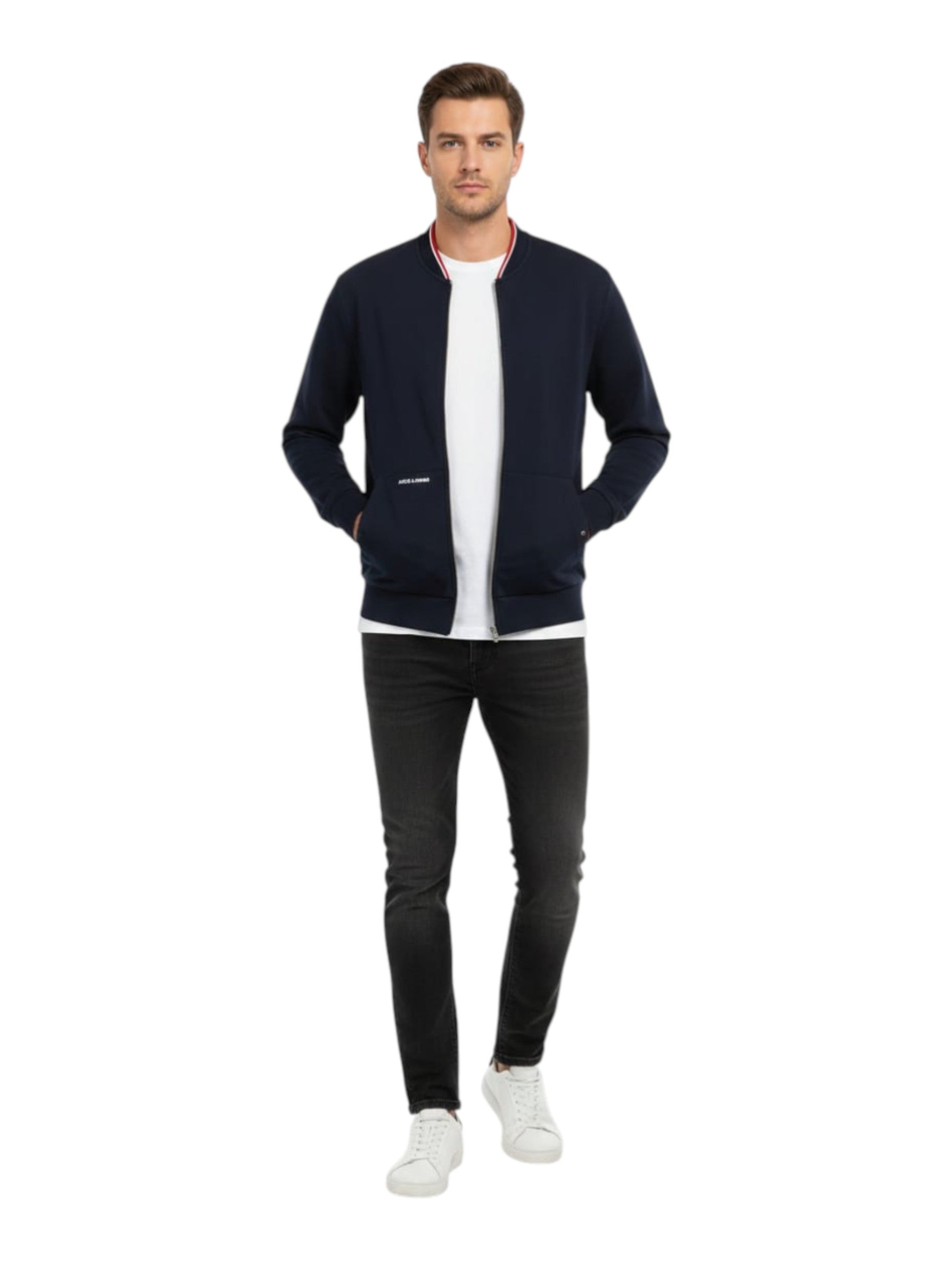 Men's Plain Solid Jacket,Navy