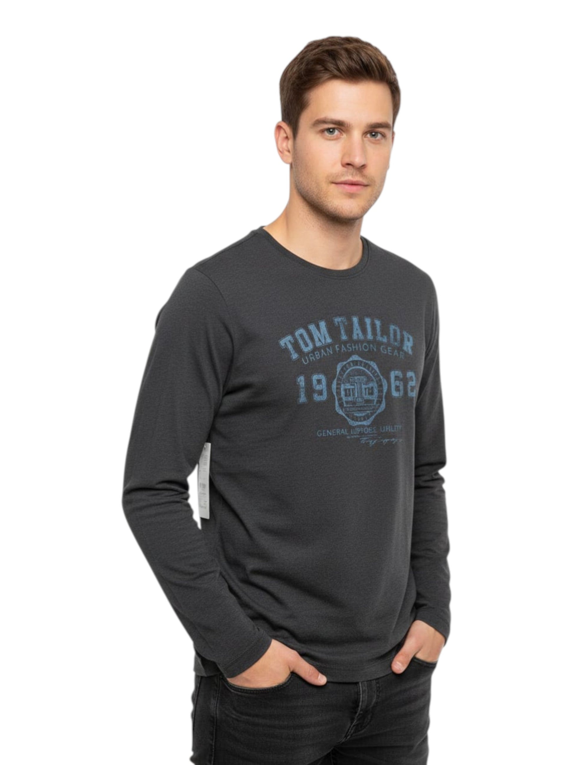 Men's Brand Logo Printed Top,Dark Grey