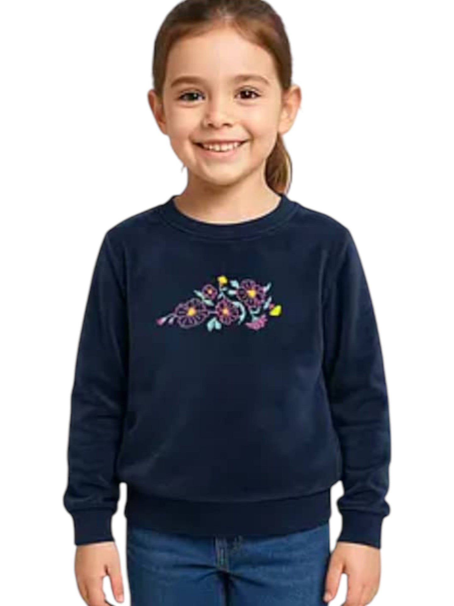 Kids Girl's Floral Printed Top,Navy