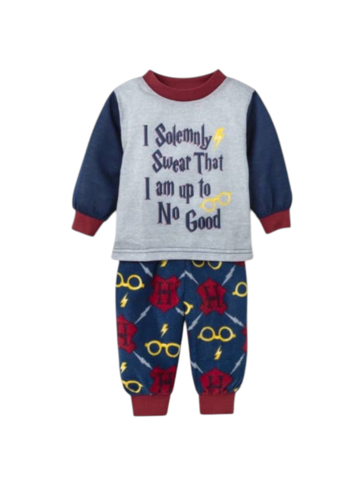 Kids Boy's Prinrted Pajama Set,Grey/Navy