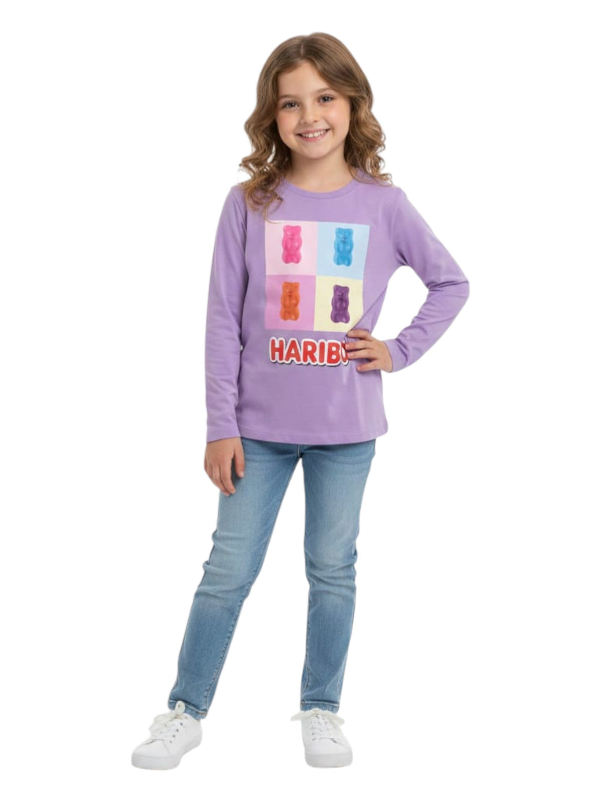 Kids Girl's Brand Logo Printed Top,Light Purple