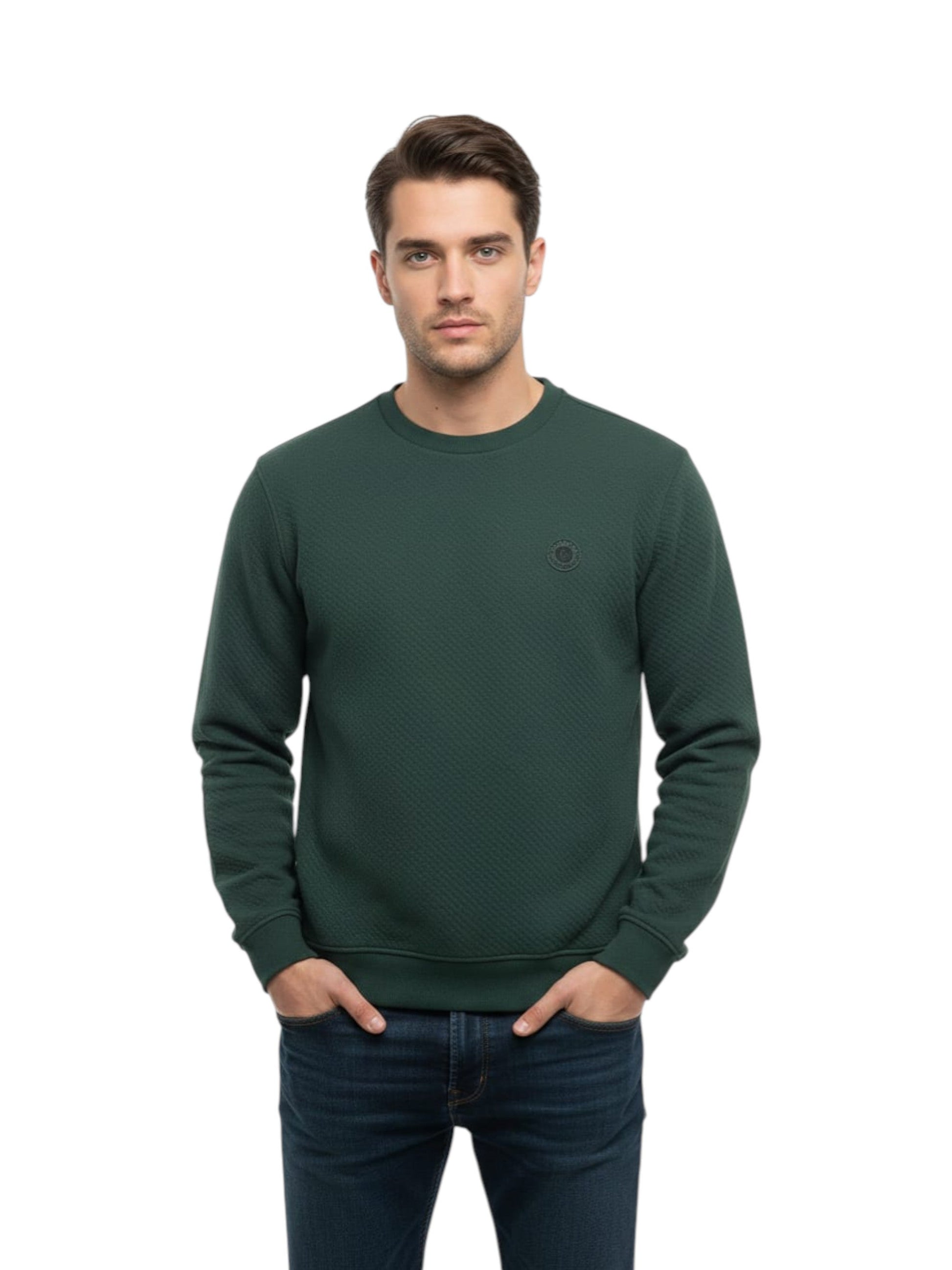 Men's Textured Sweaters,Dark Green