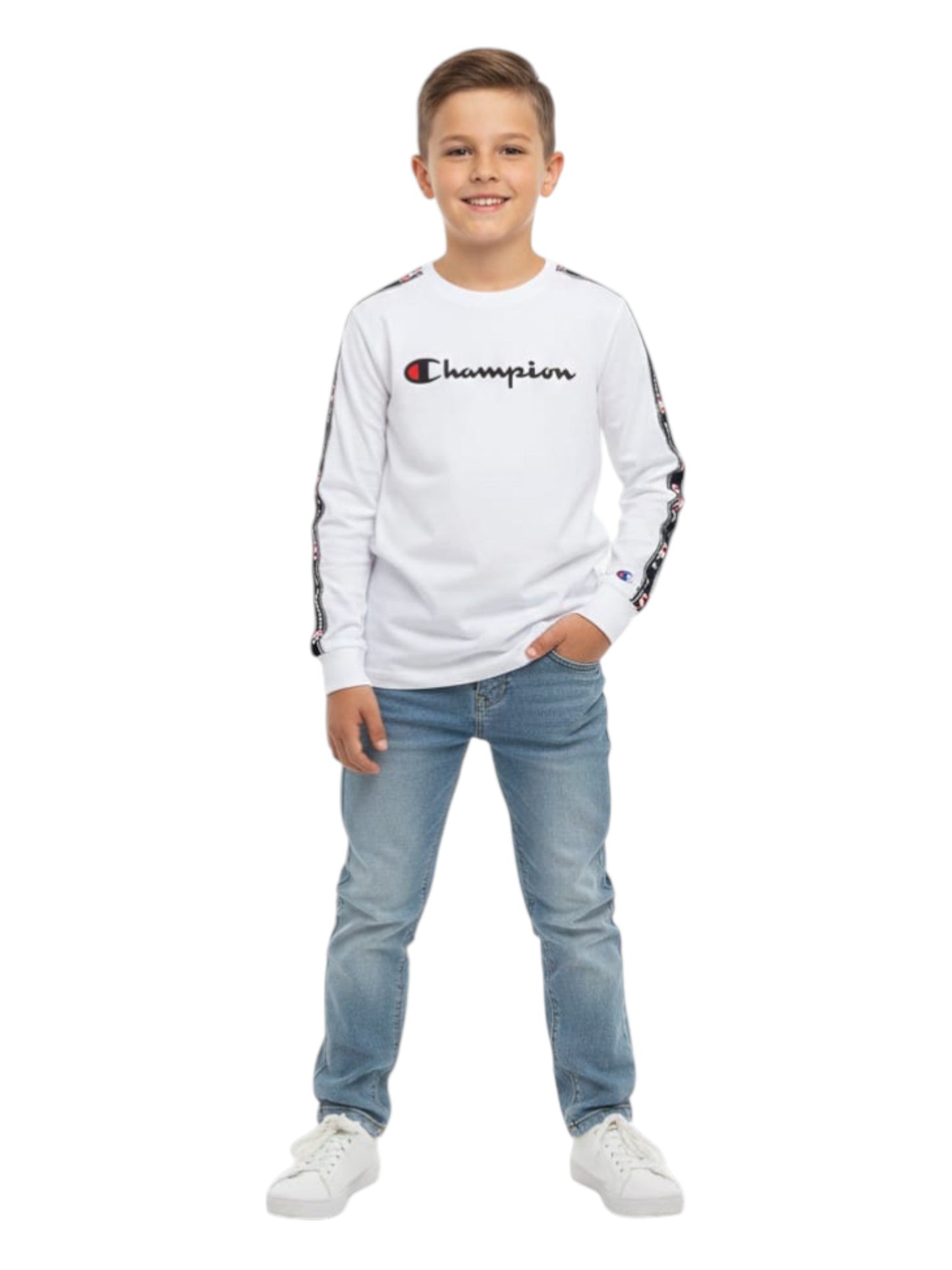 Kids Boy's Brand Logo Printed Top,White