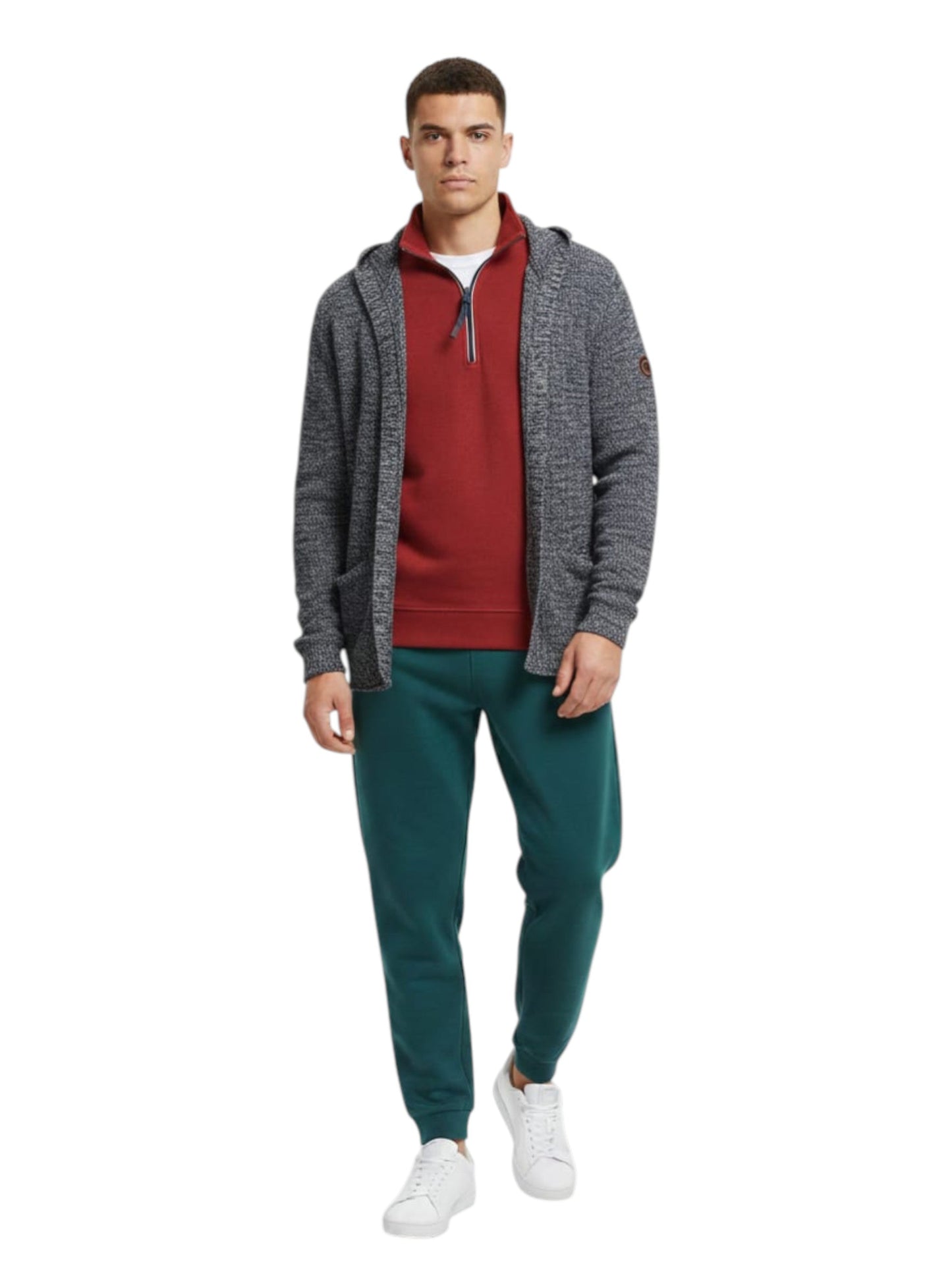 Men's Knitted Cardigan,Black/Grey