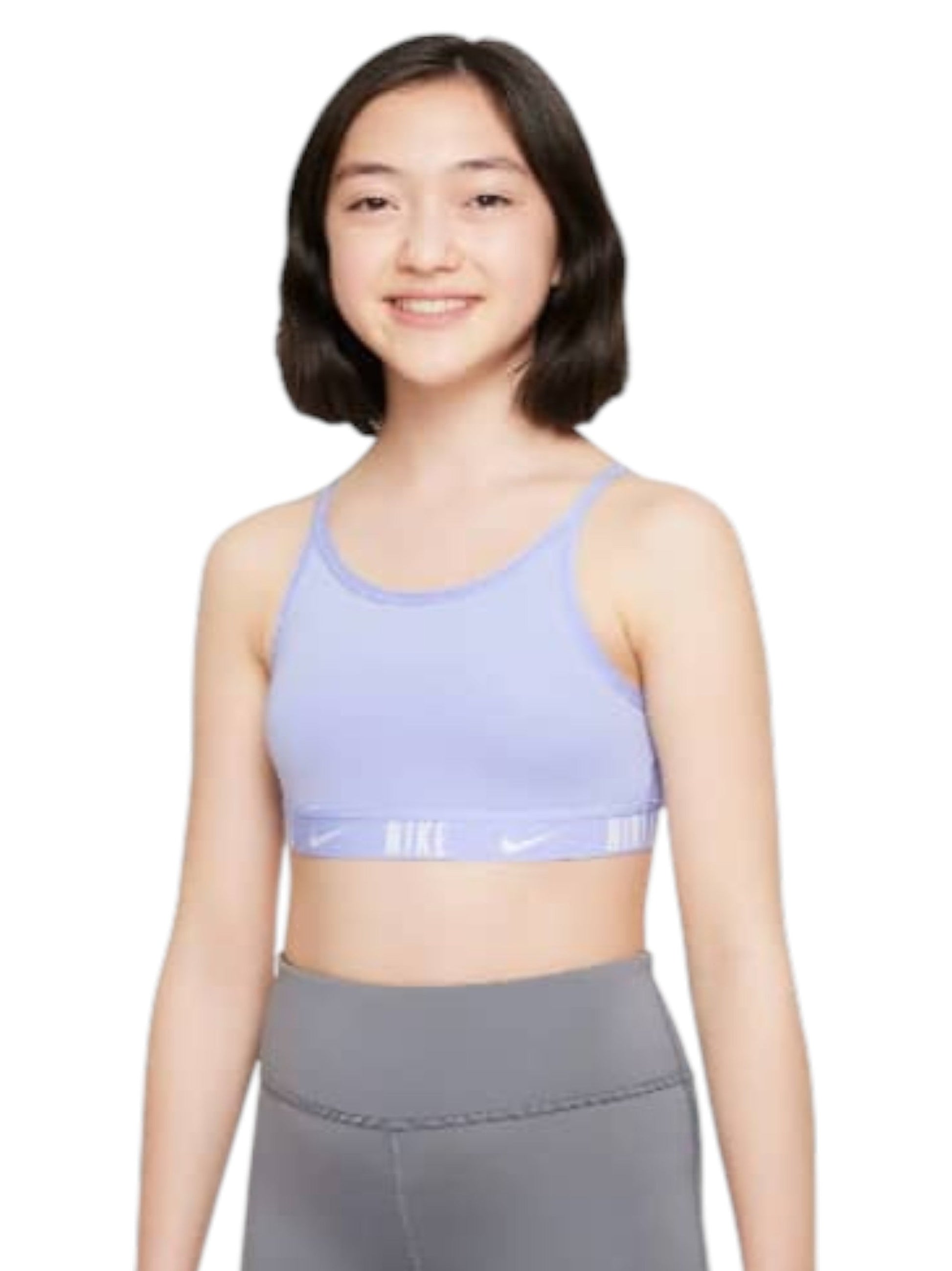 Kids Girl's Brand Logo Printed Sport Bra,Light Purple