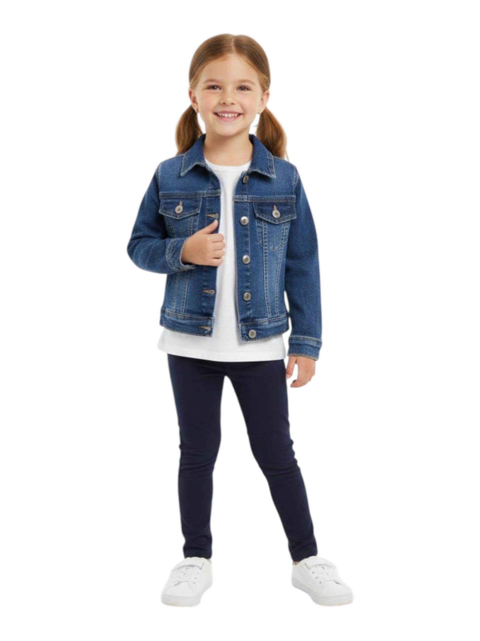 Kids Girl's Washed Denim Jacket,Blue