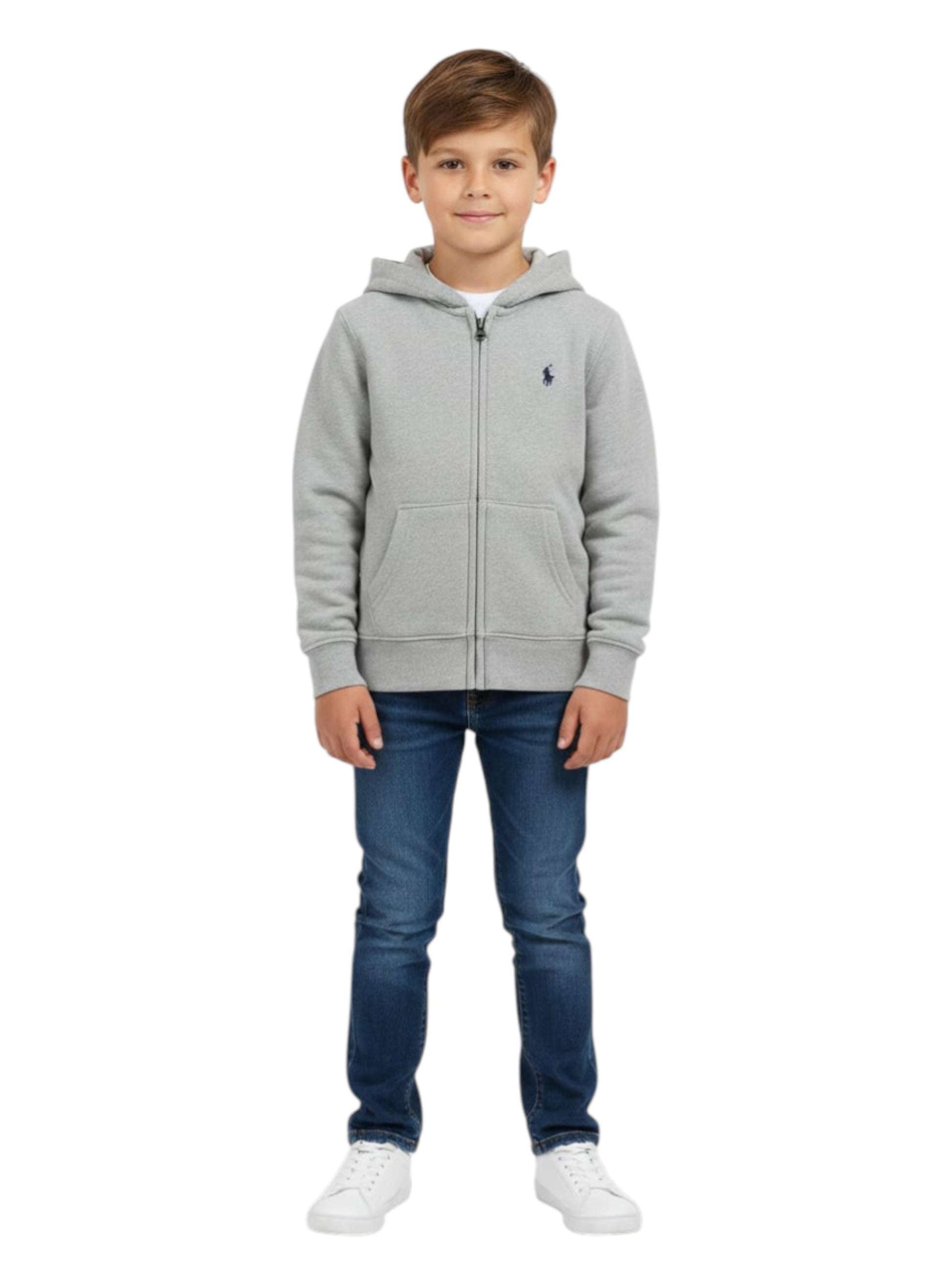 Kids Boy's Plain Solid Hoodie,Grey