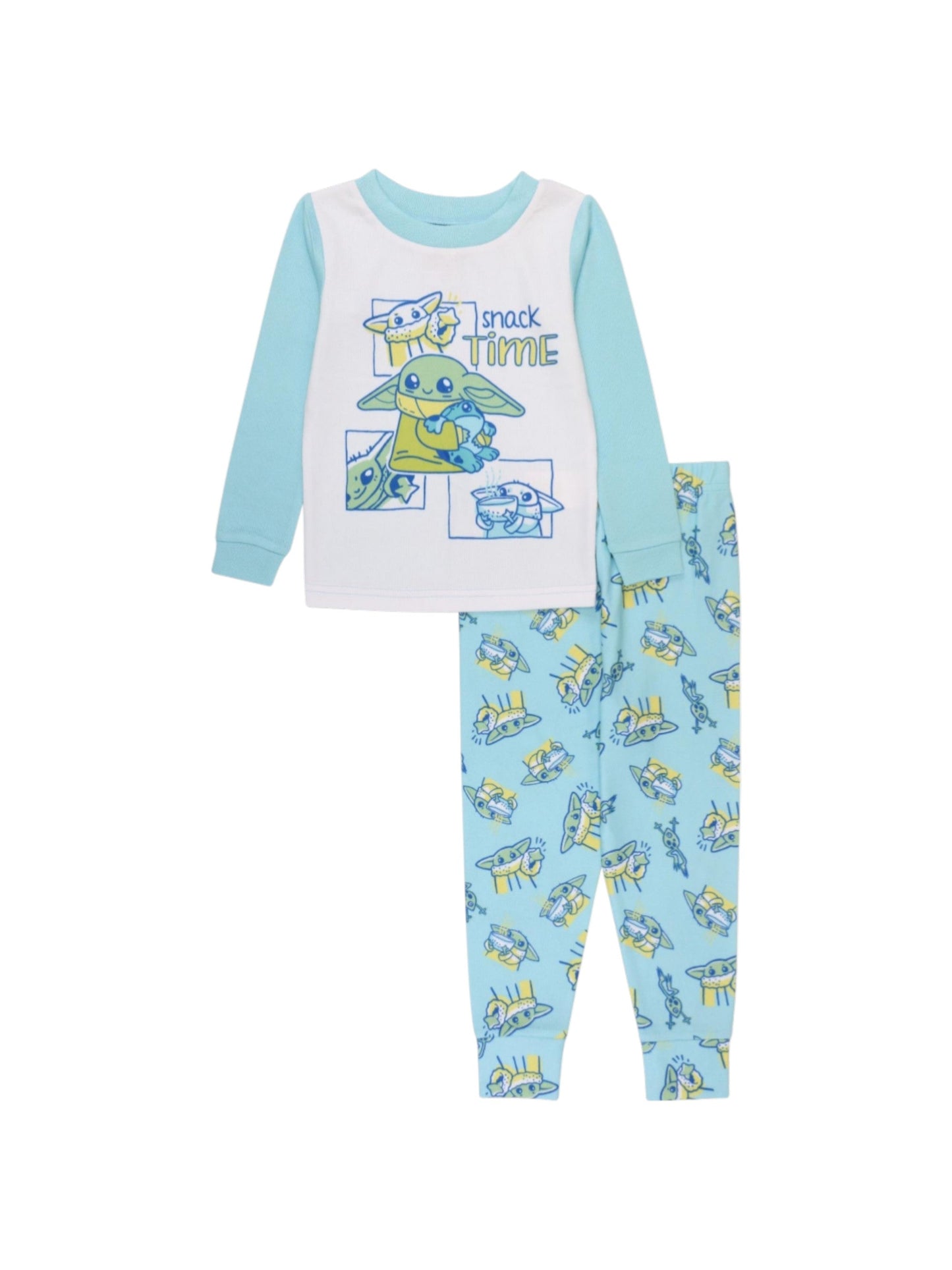 Kids Boy's Printed Pajama Set,Light Blue/White