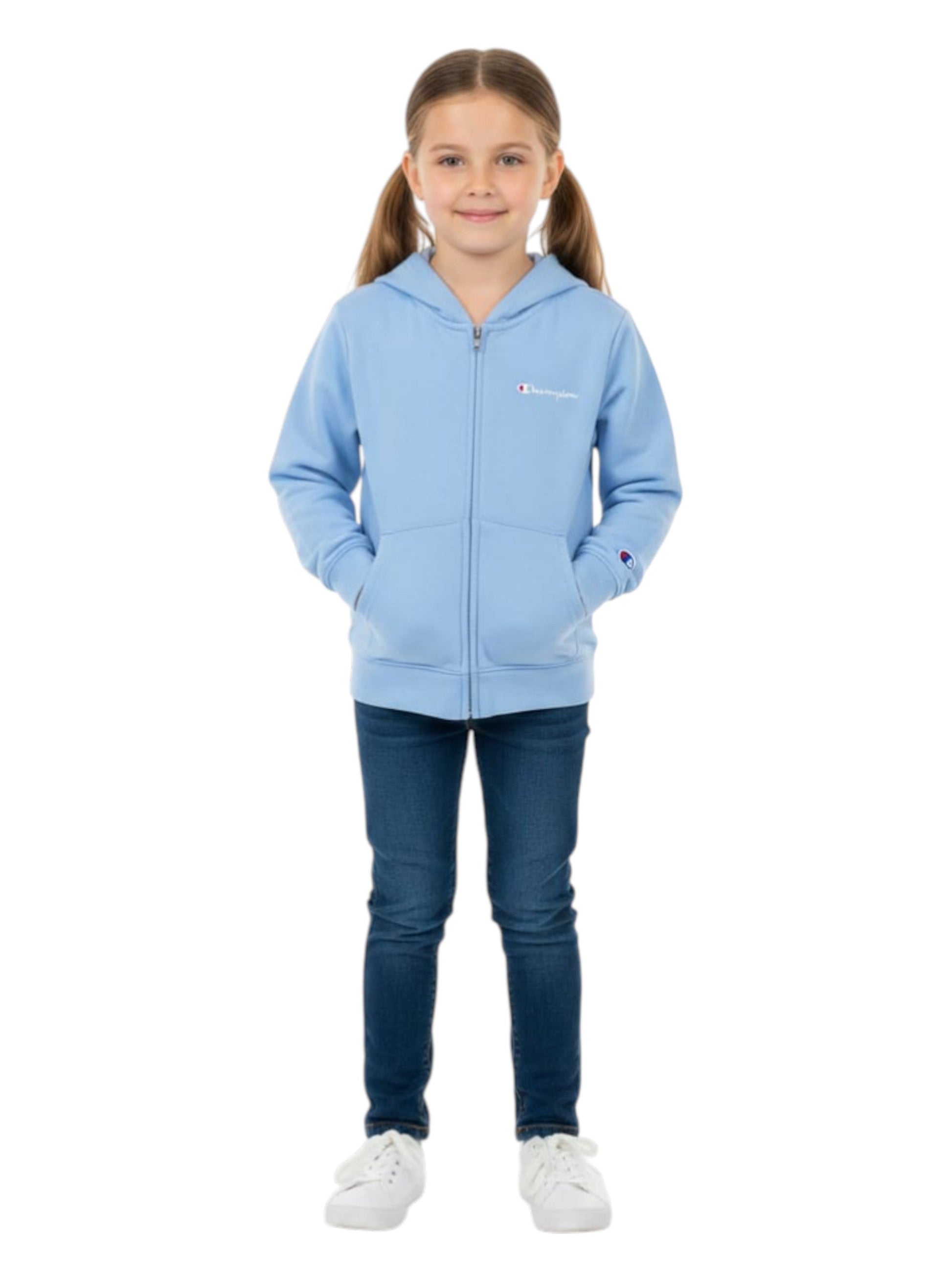 Kids Girl's Plain Solid Hoodie,Light Blue