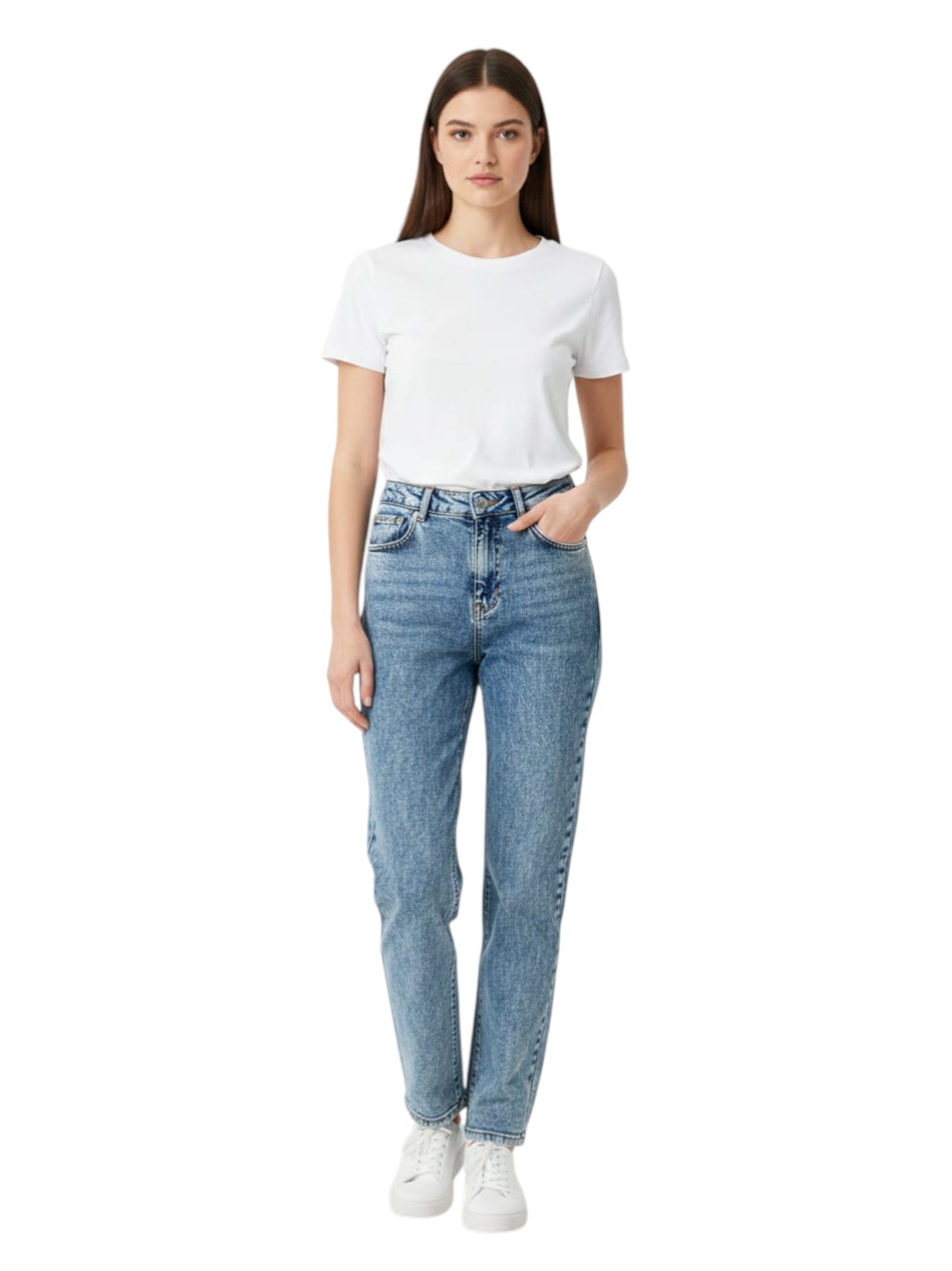 Women's Washed Heart Pocket Back Jeans,Light Blue