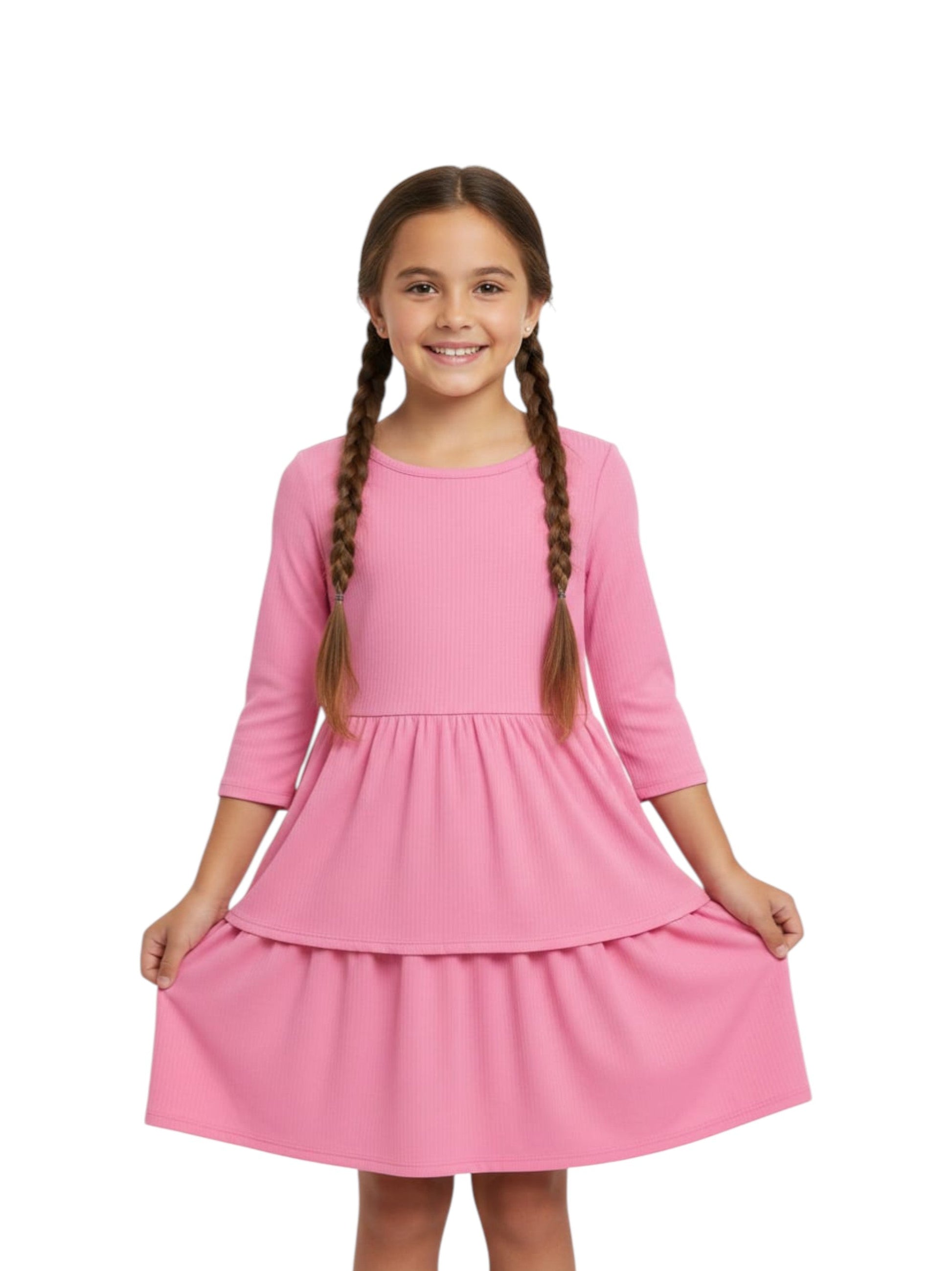 Kids Girl's Ribbed Dress,Pink