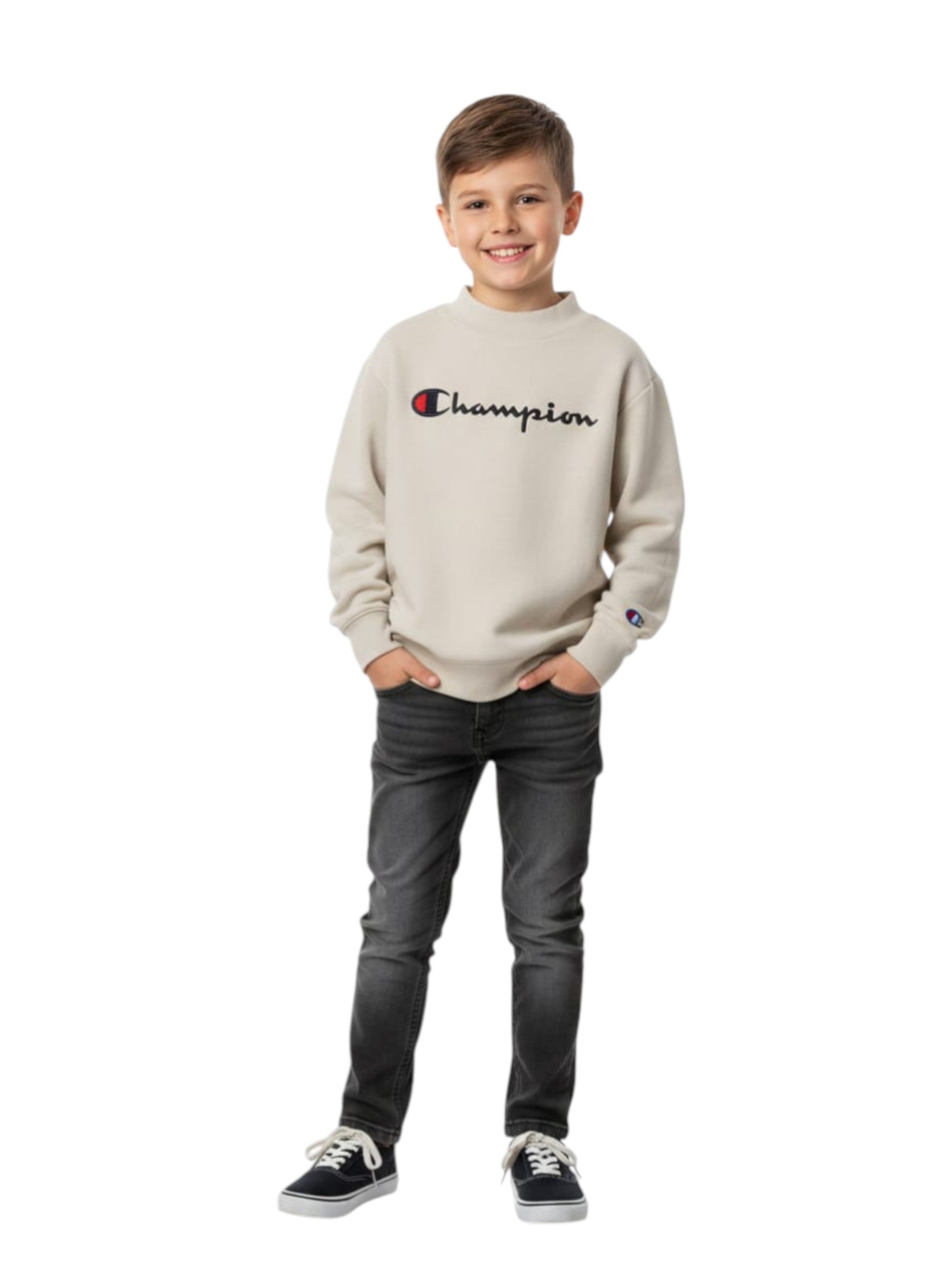Kids Boy's Brand Logo Printed Sweaters,Beige
