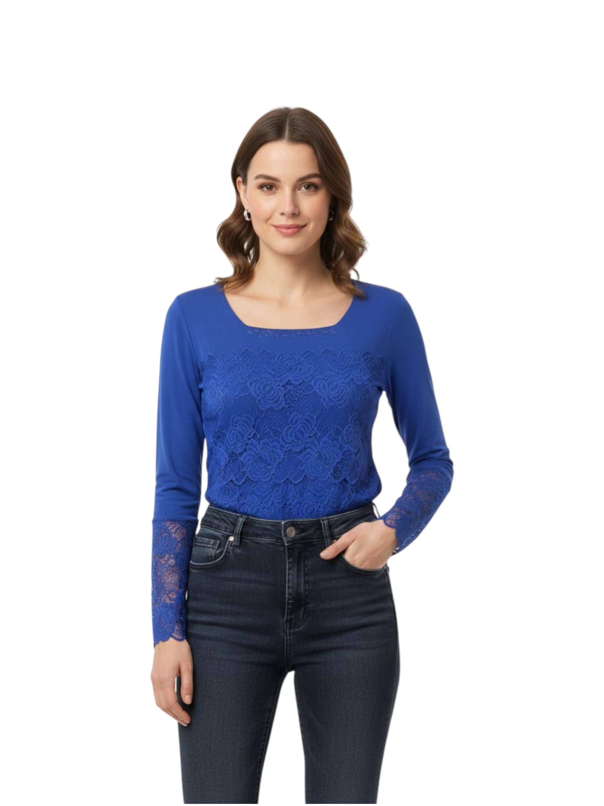 Women's Printed Lace Top,Blue