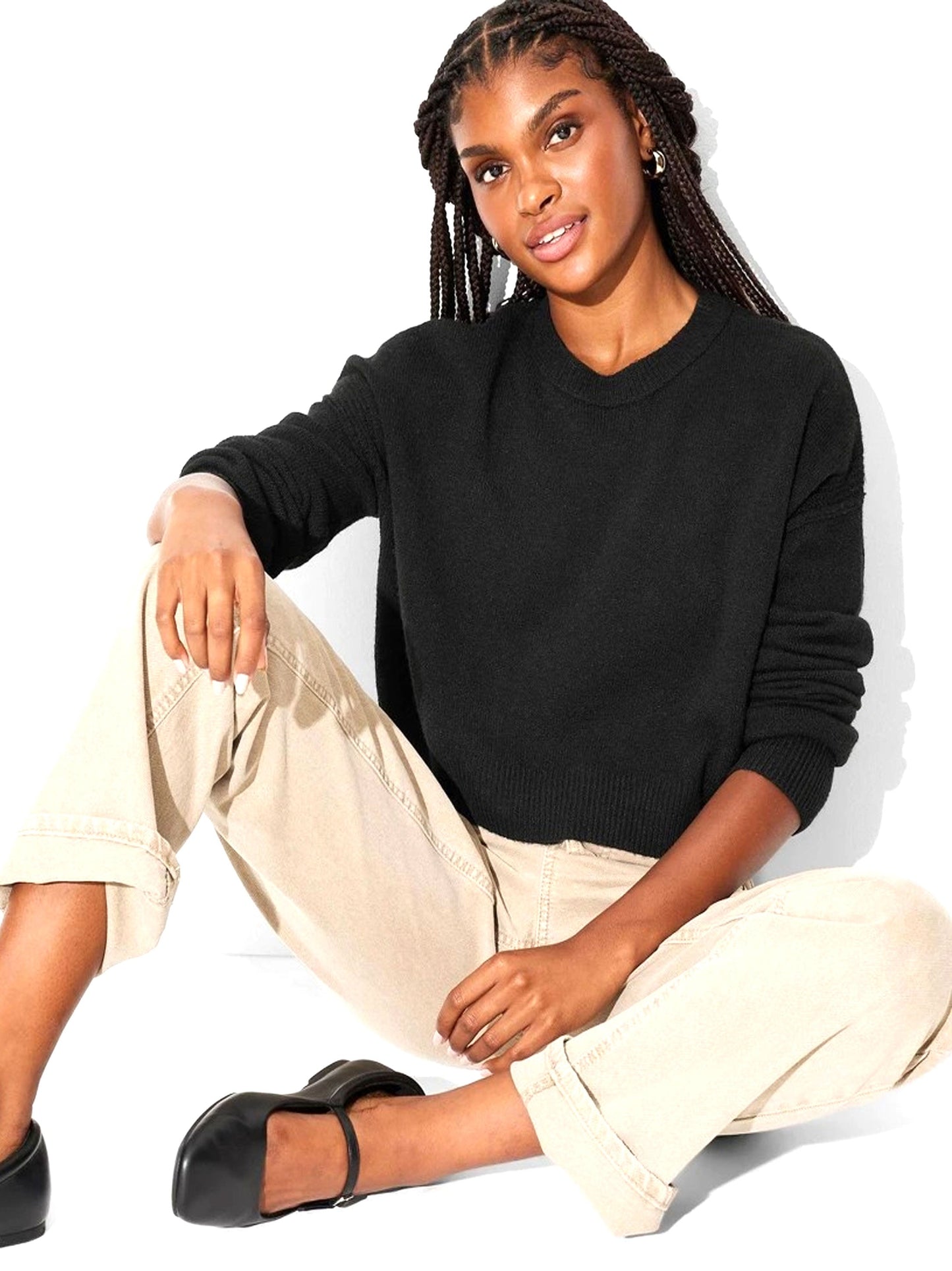 Women's Plain Solid Sweaters,Black