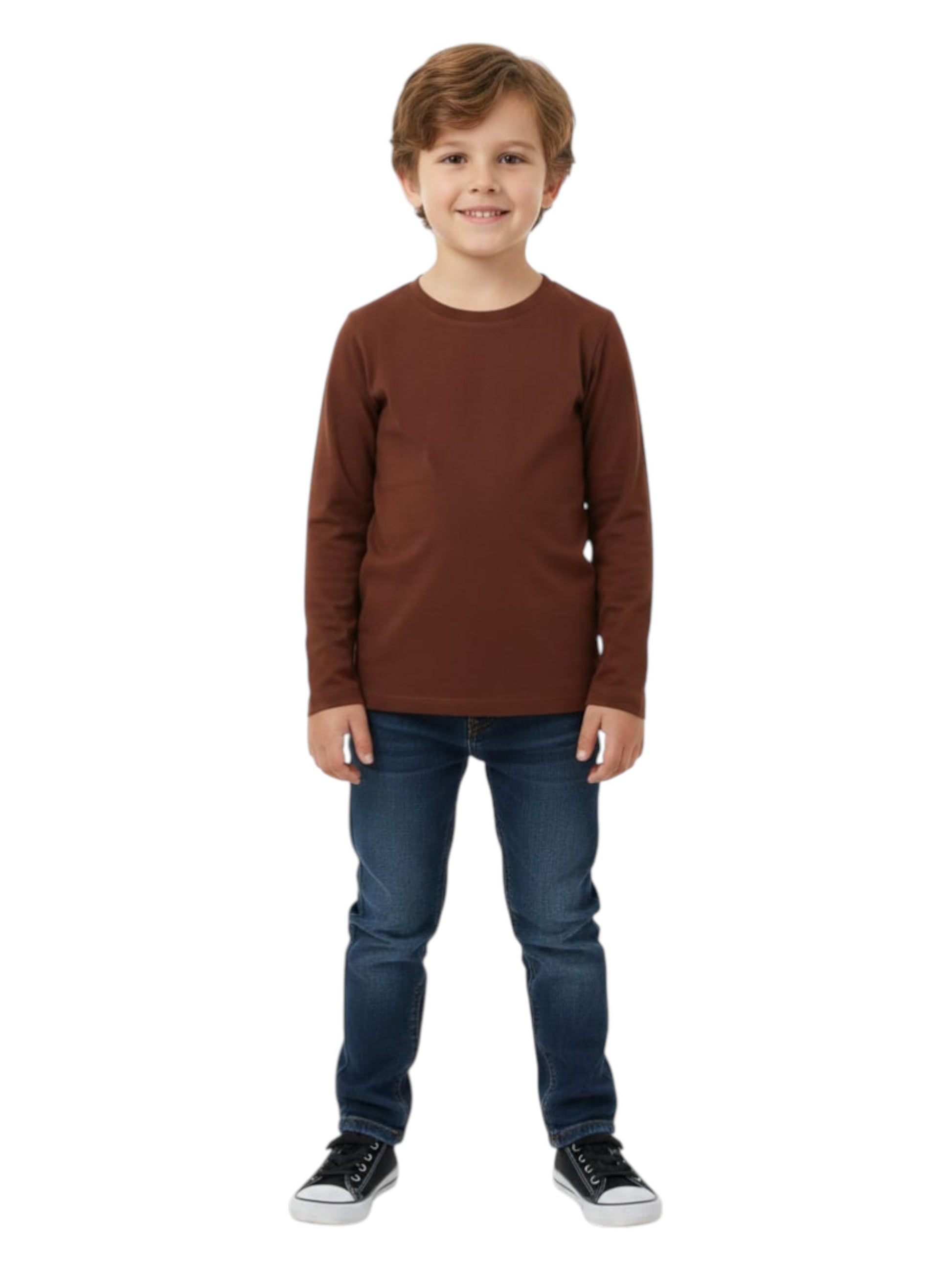 Kids Boy's Plain Solid Top,Brown