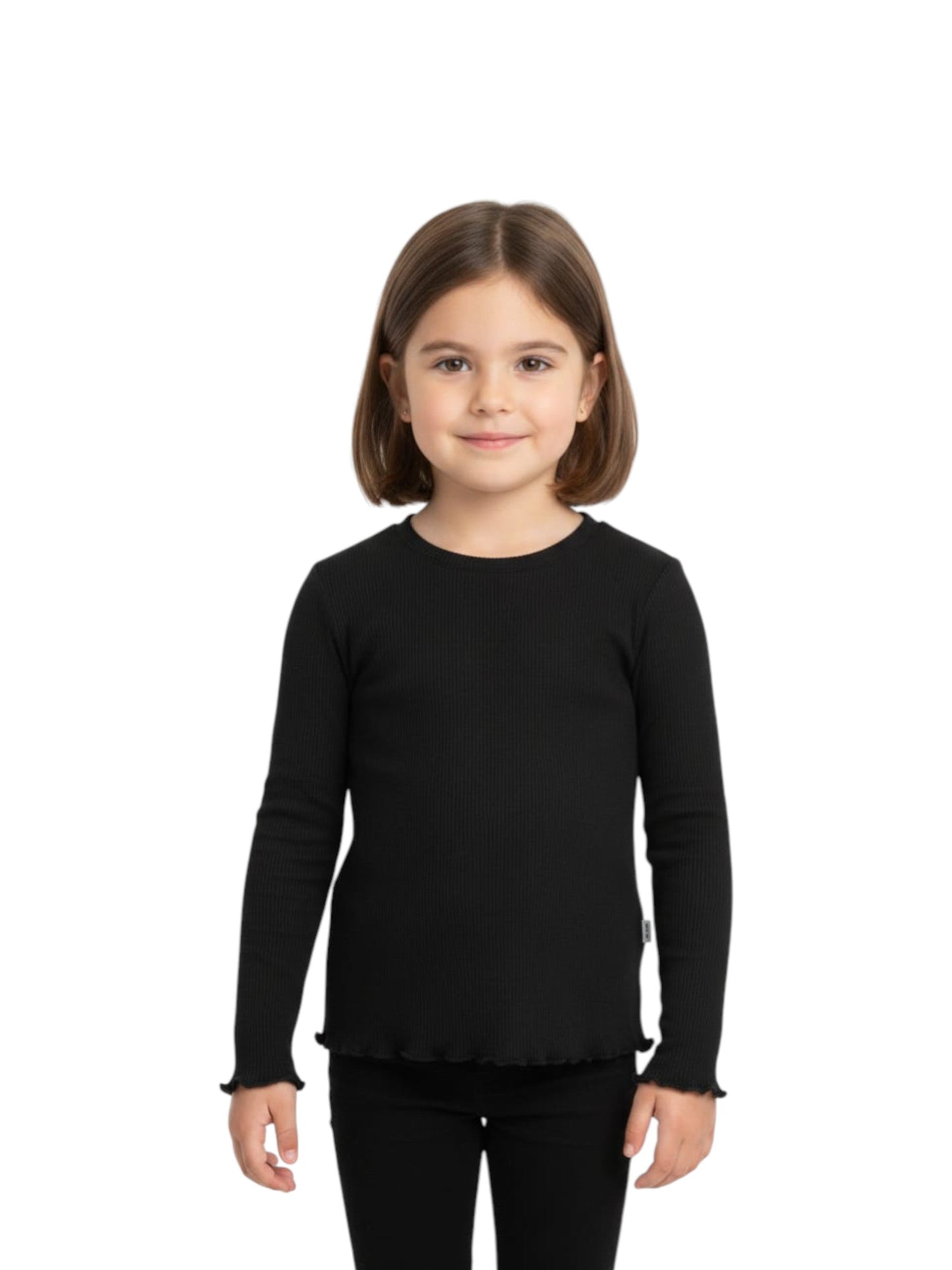 Kids Girl's Ribbed Top,Black